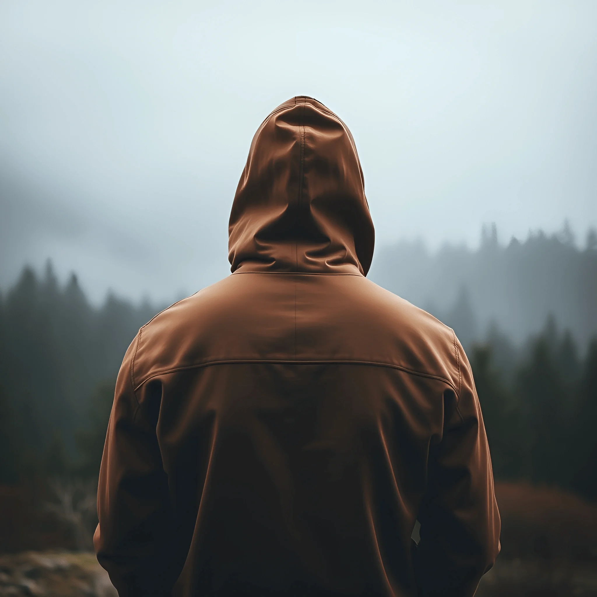 Person in Brown Hooded Jacket in Misty Forest - Free Download - AI ...