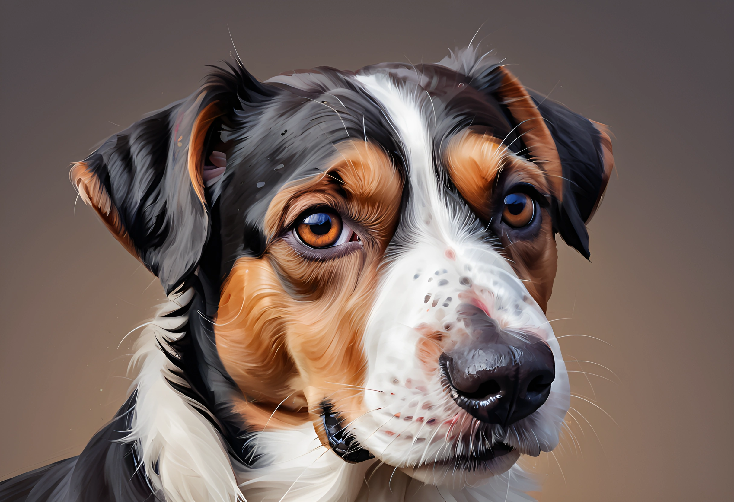 Realistic Portrait of a Tri-Colored Dog - Free Download - AI Scribbles