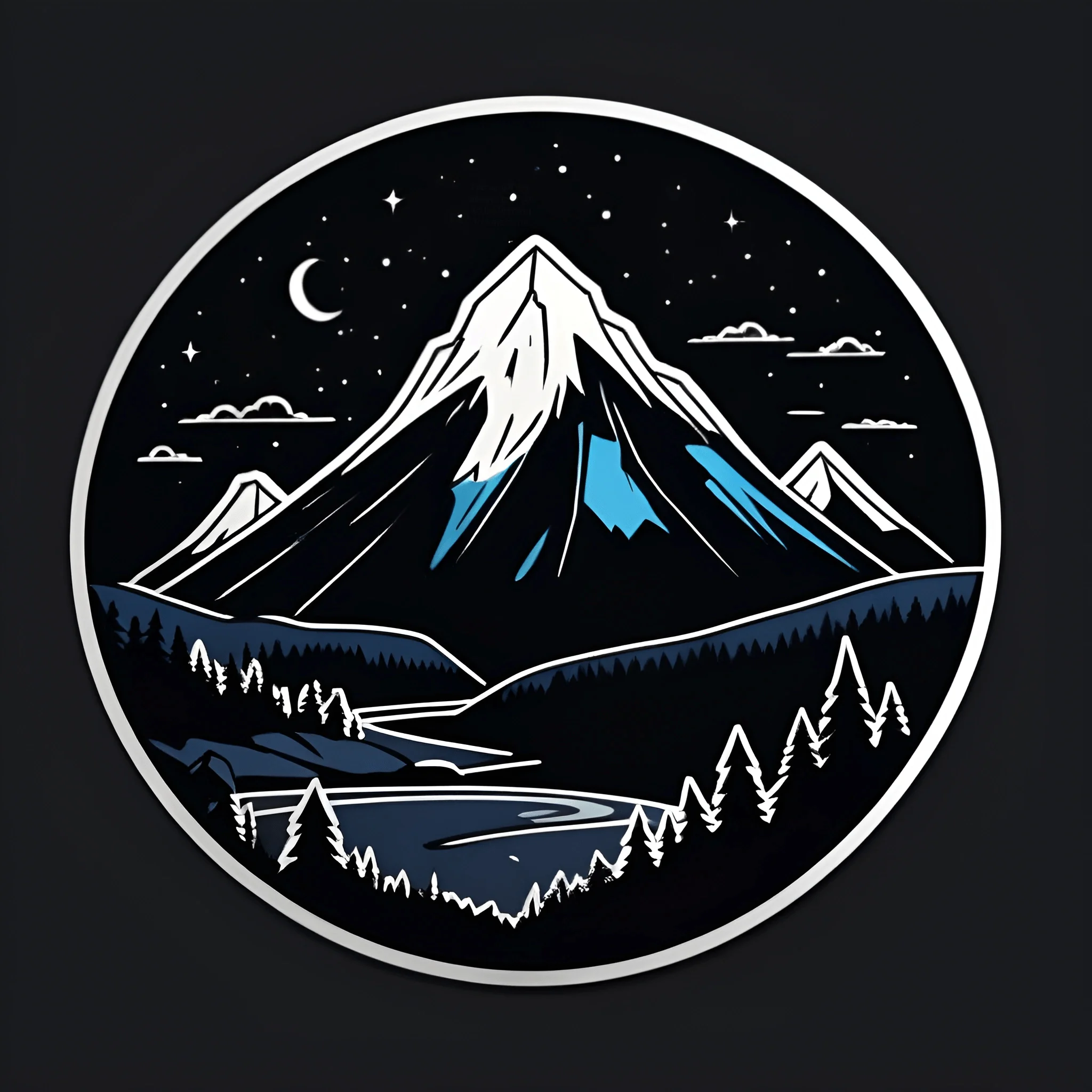 Mountain Landscape Badge Design - Free Download - AI Scribbles