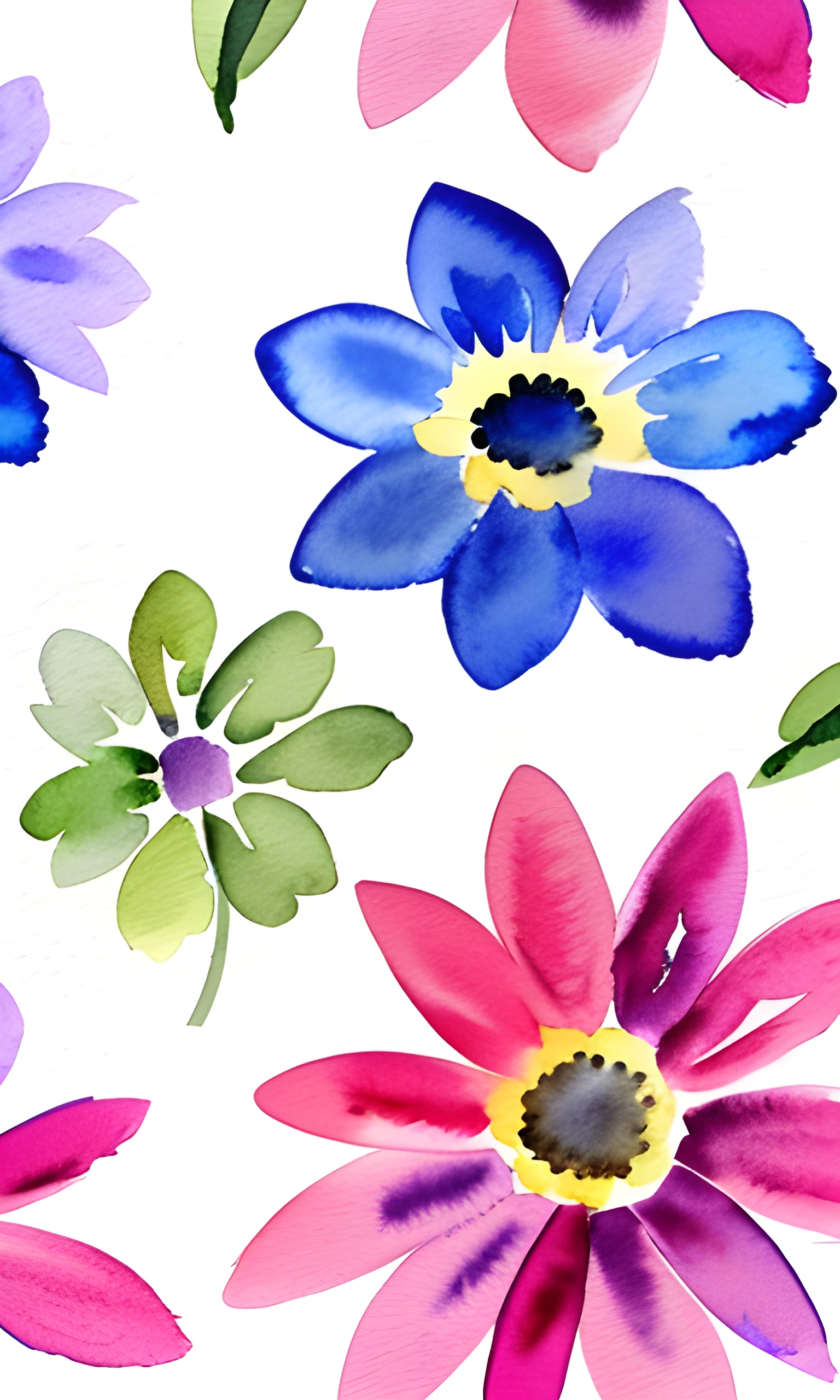 there are many different colored flowers on a white background