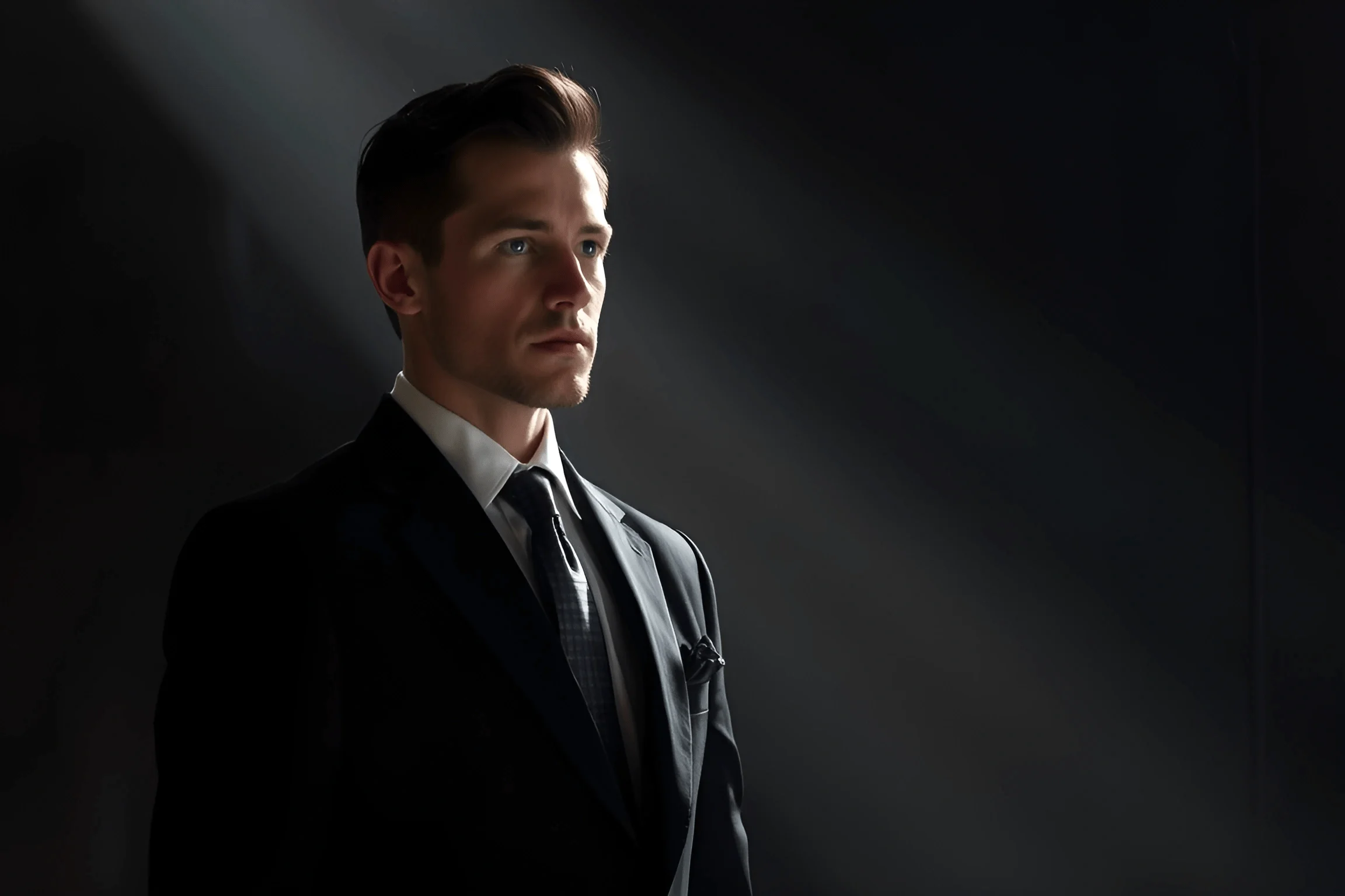 Depth Man Man in Dark Suit with Dramatic Lighting - Free Download - AI Scribbles