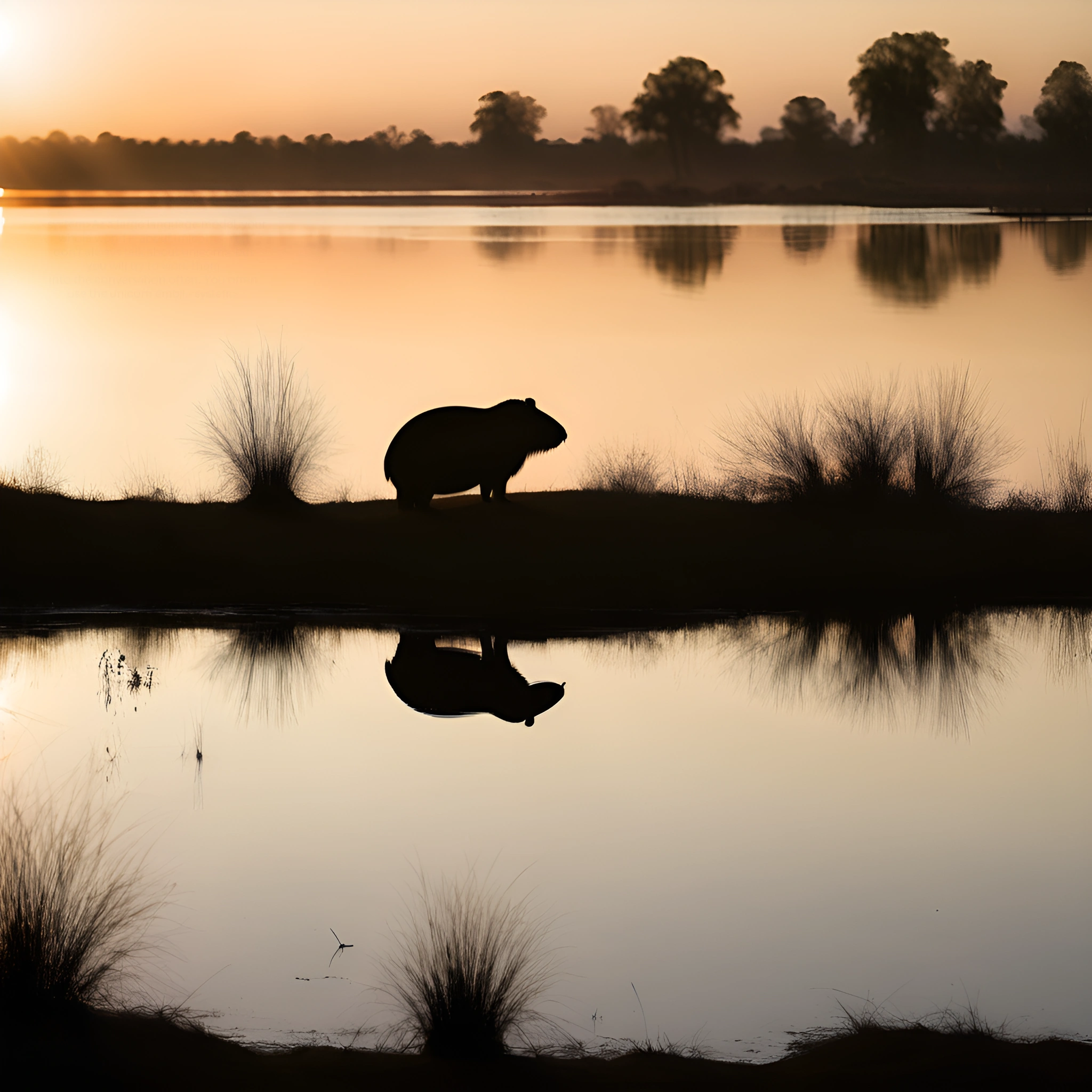 Silhouette of a Capybara at Sunrise - Free Download - AI Scribbles