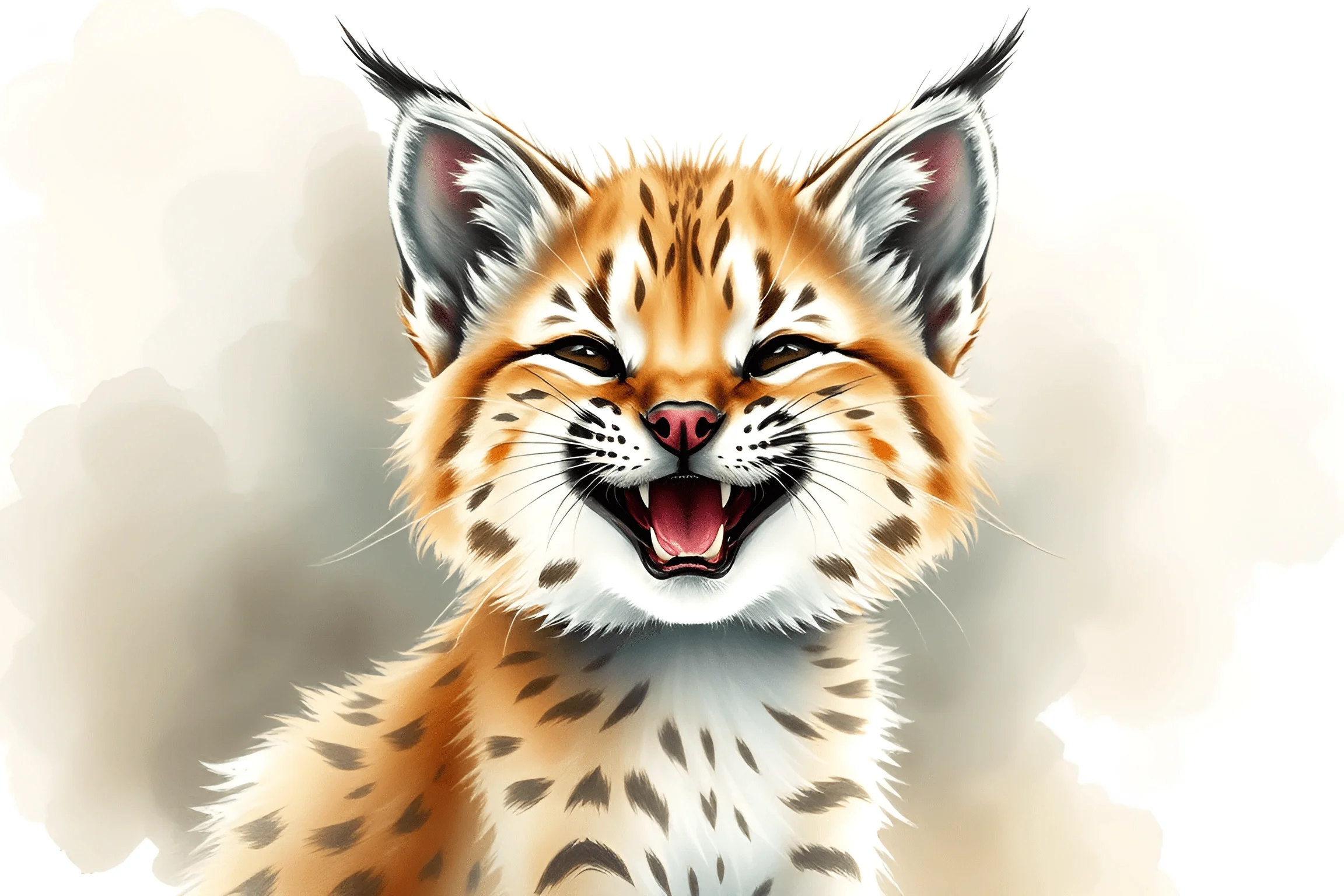 Smiling Baby Bobcat Illustration - Free Download - AI Scribbles