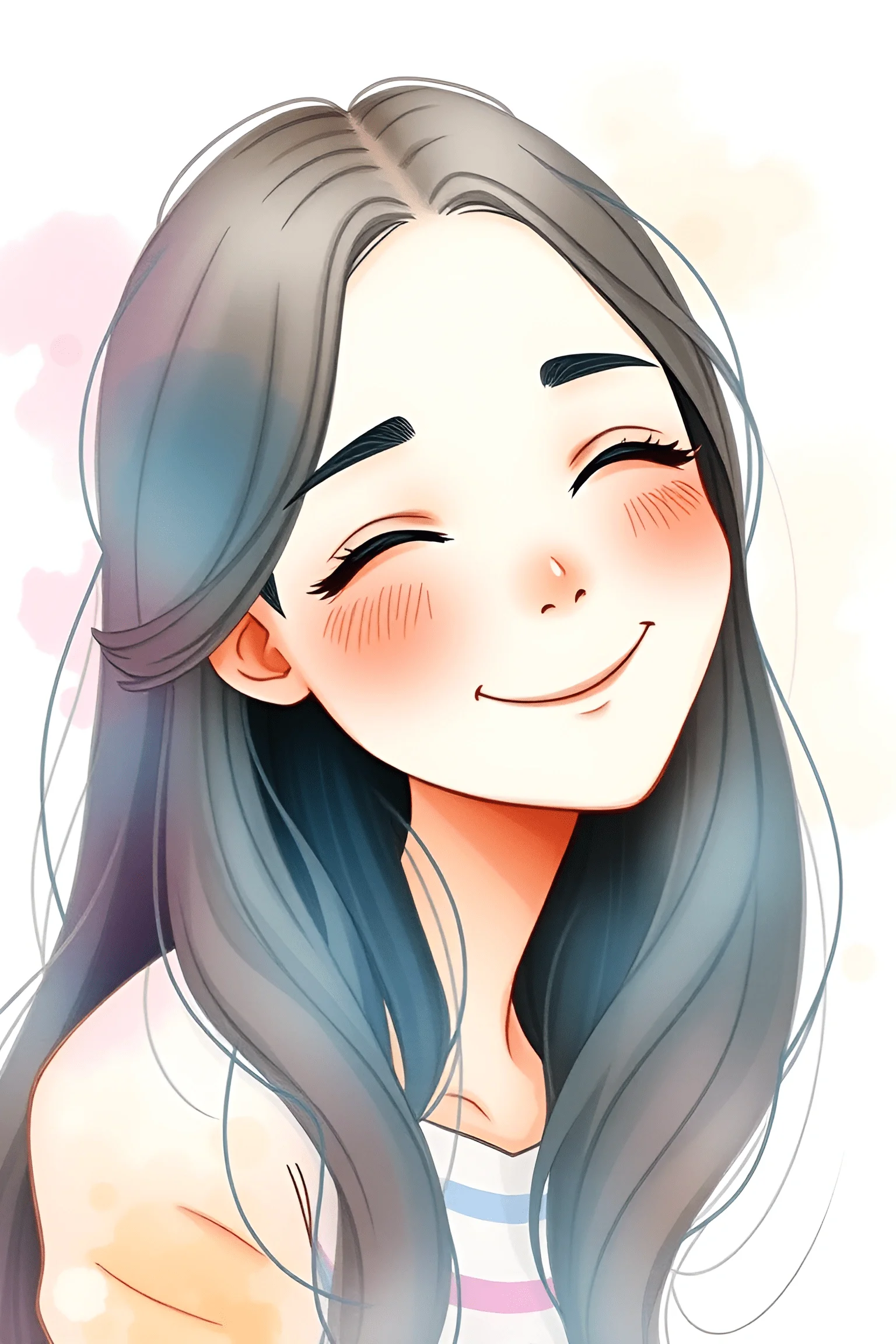 Smiling Girl Digital Portrait Illustration - Free Download - AI Scribbles
