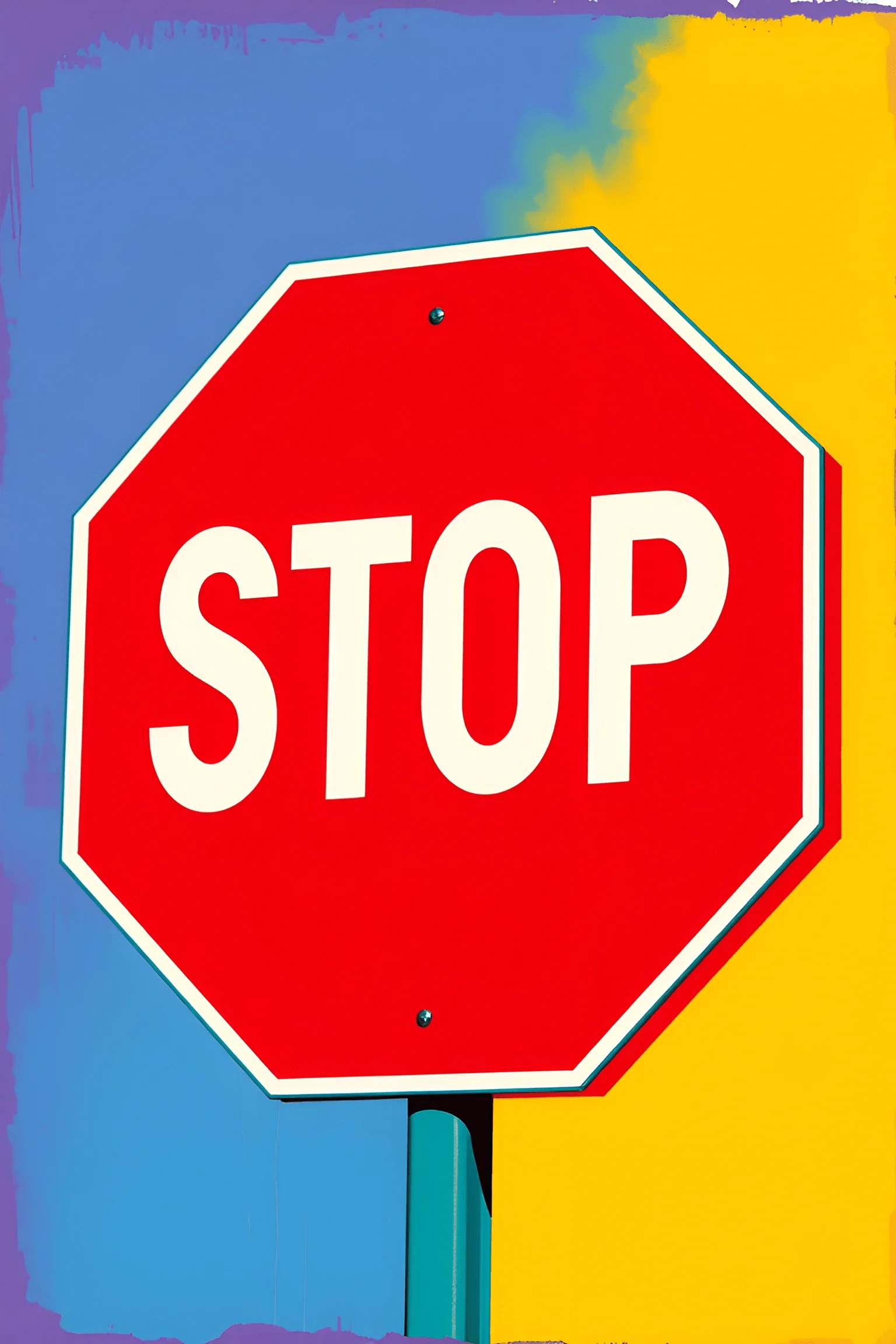 Basic Background Stop Sign Stop Sign With Colorful Background - Free Download - AI Scribbles