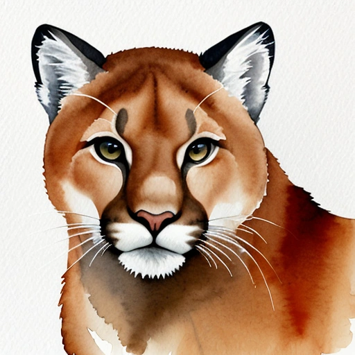 a close up of a painting of a cougar on a white background