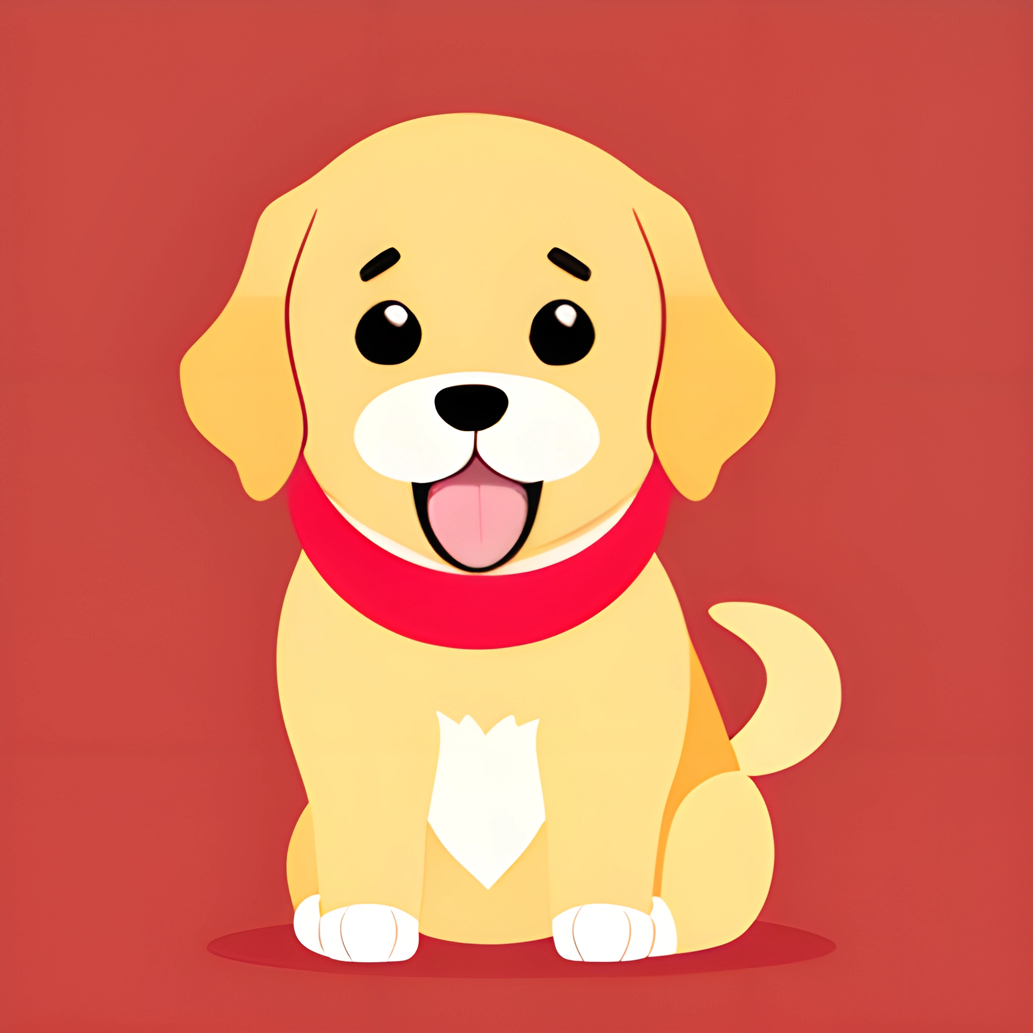 cartoon dog with red collar sitting on red background