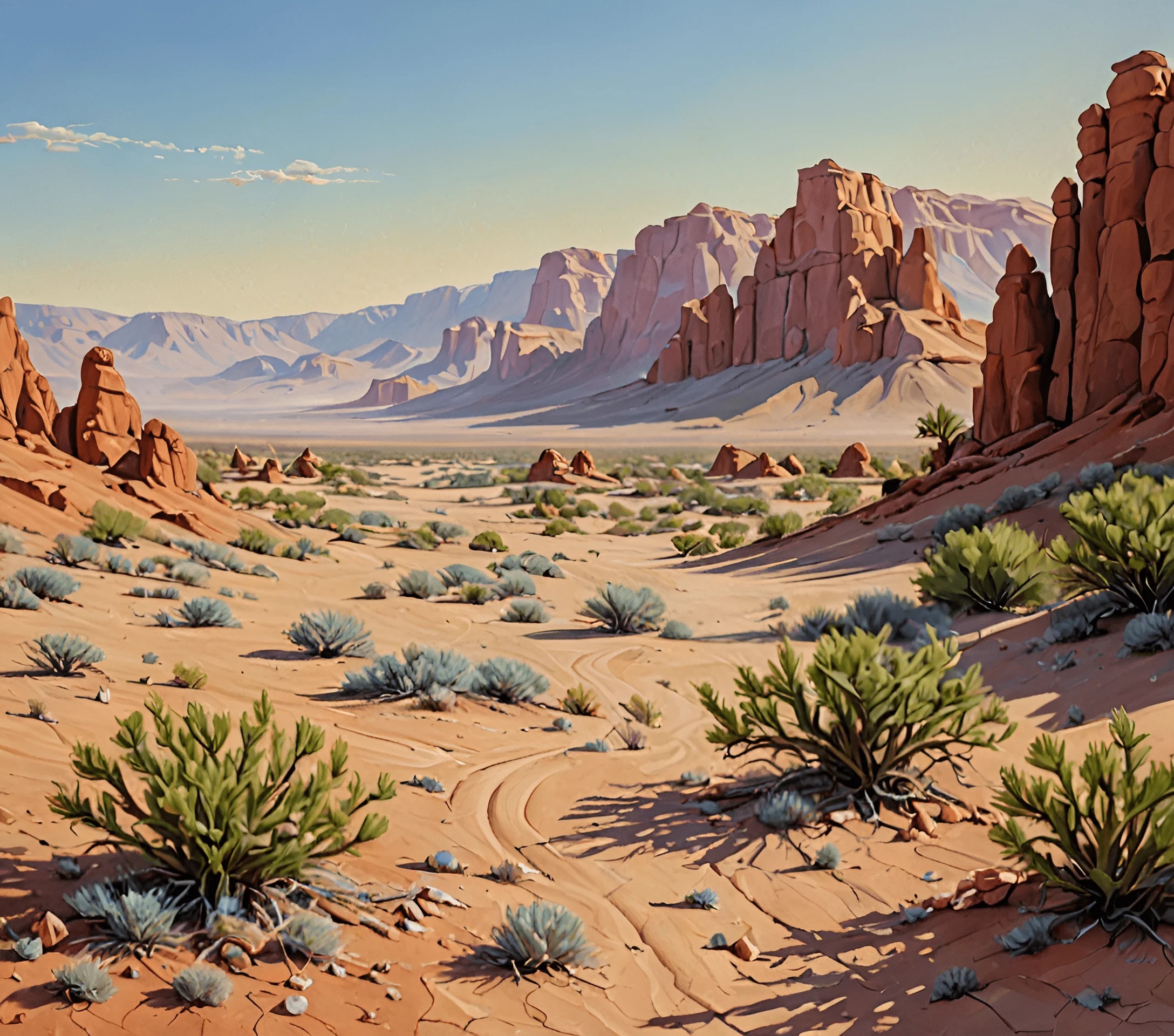 Desert Landscape with Rocky Formations - Free Download - AI Scribbles