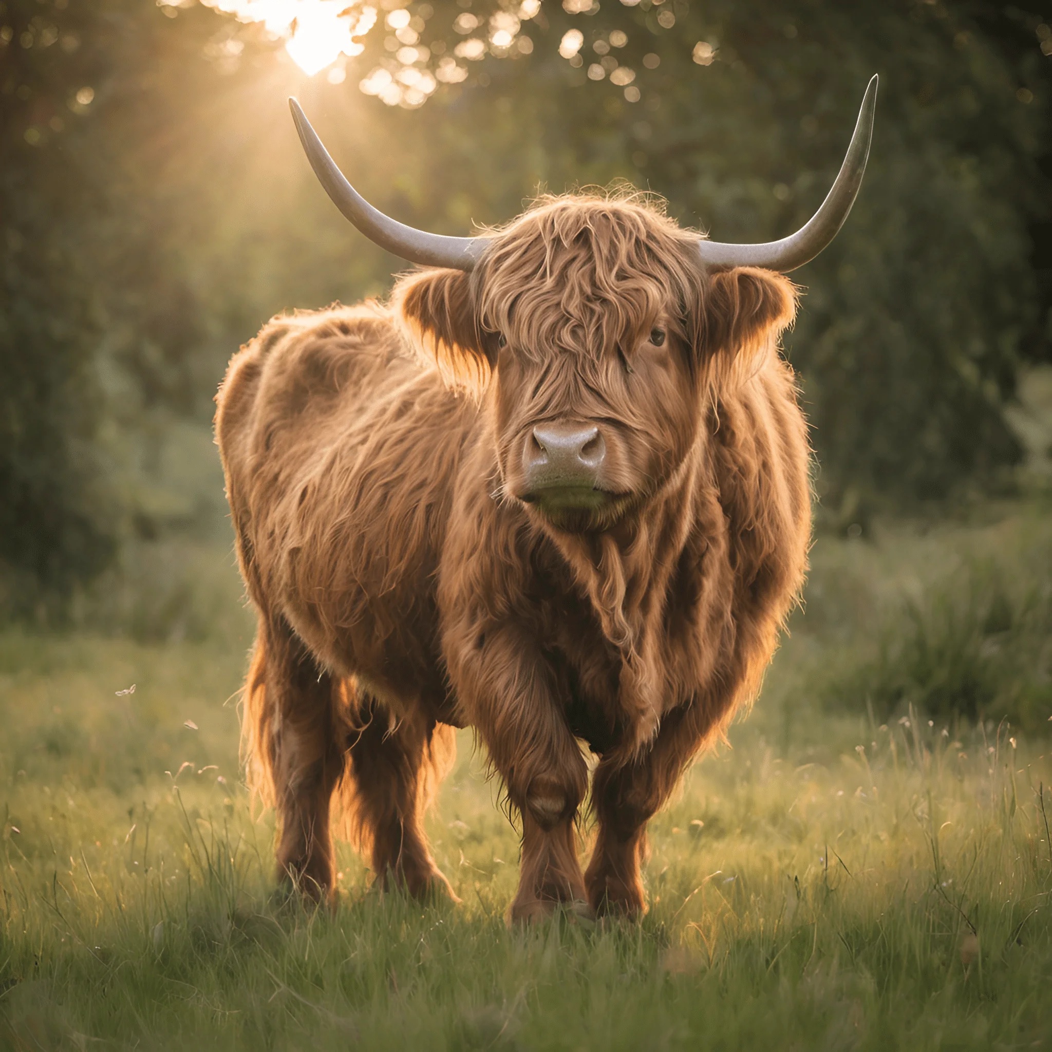 Highland Cow at Sunset - Free Download - AI Scribbles