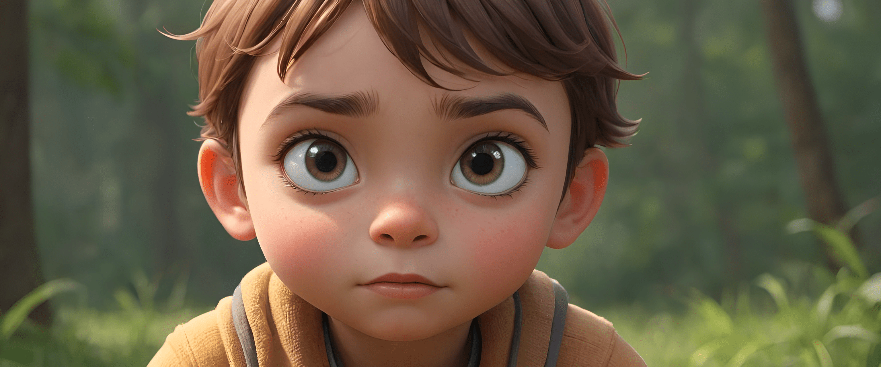 Only Child Animation Curious Child in an Animated Forest - Free Download - AI Scribbles