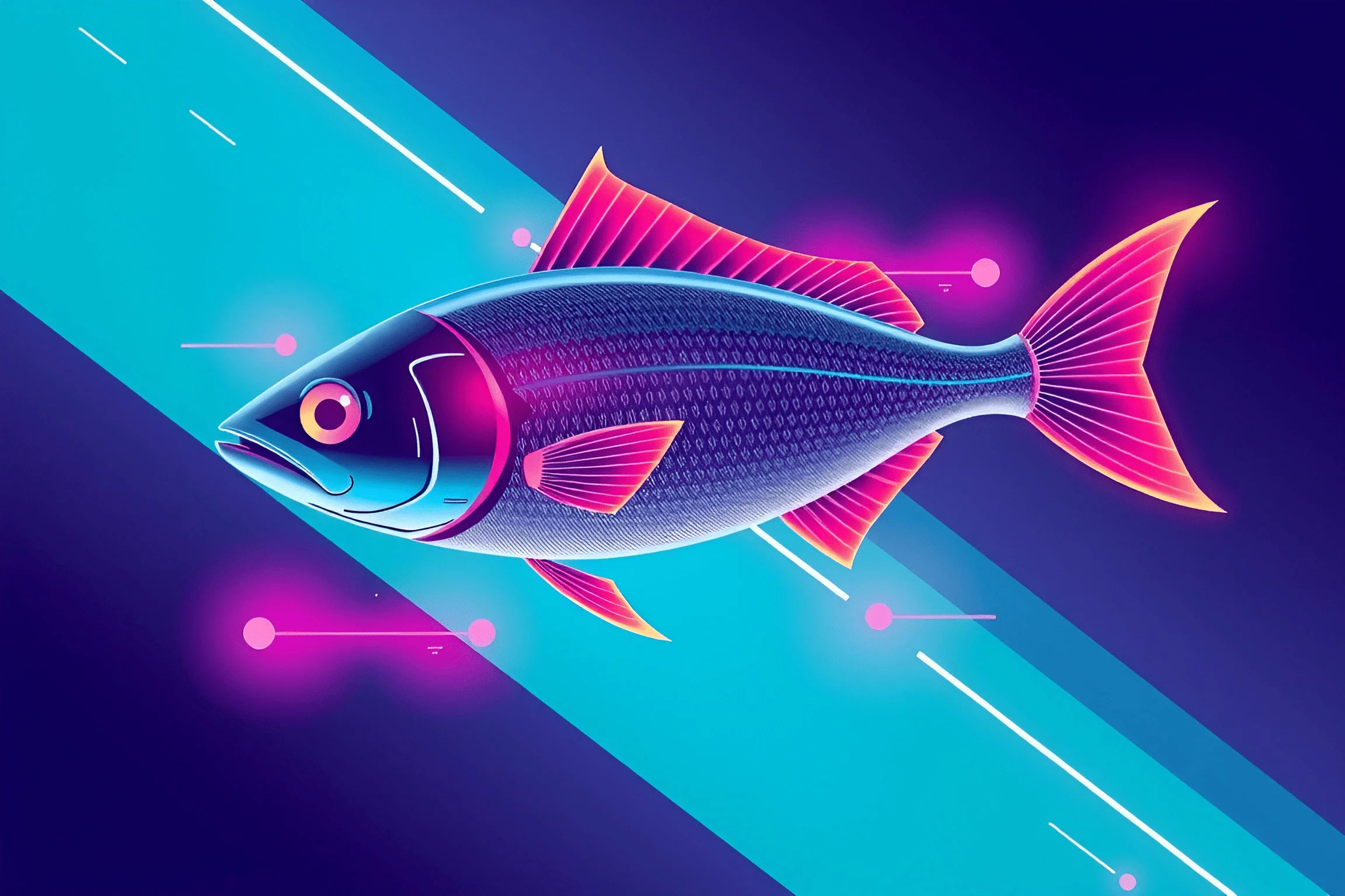 Neon Digital Illustration of Fish - Free Download - AI Scribbles