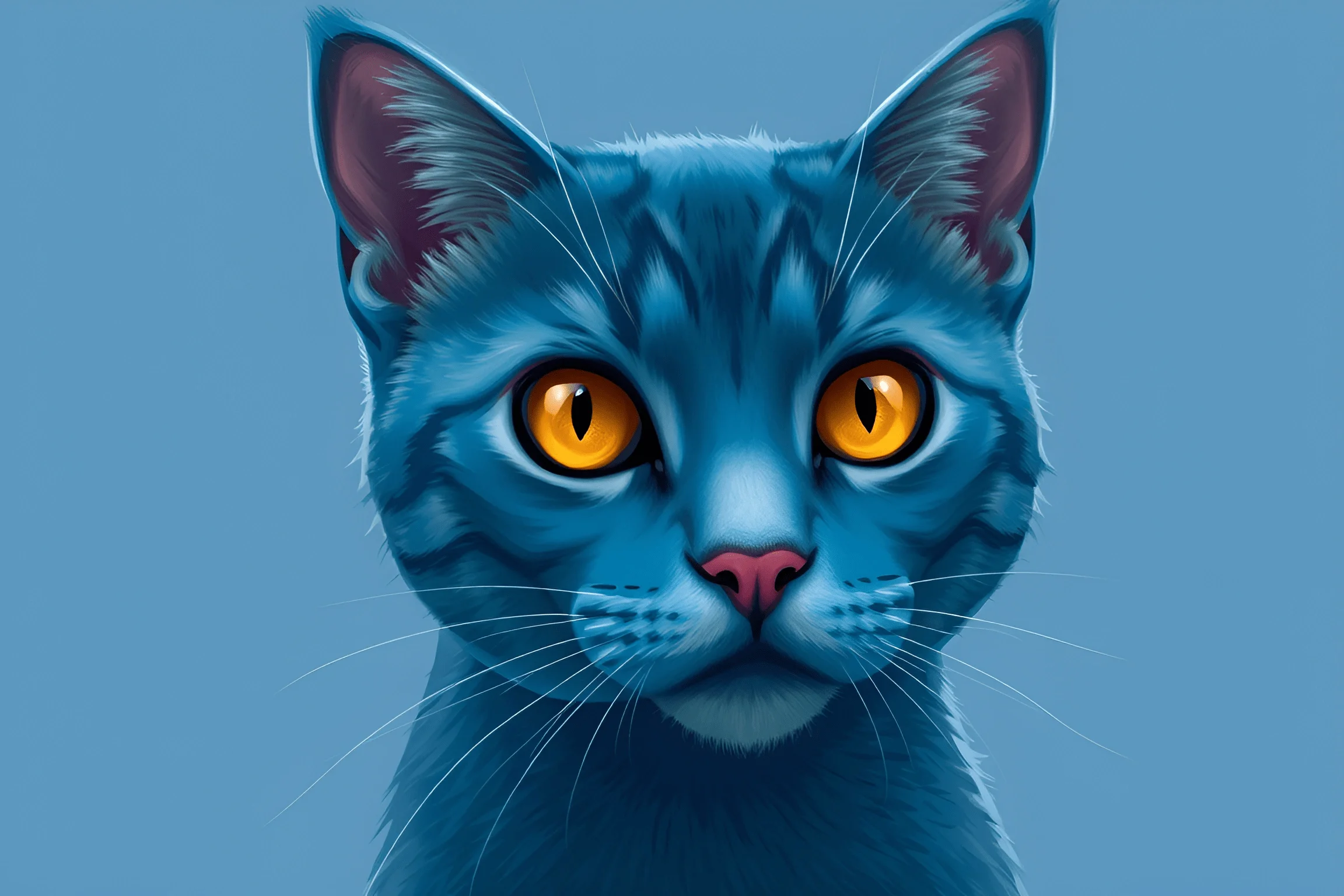 Digital Illustration of Blue Tabby Cat with Amber Eyes - Free Download ...