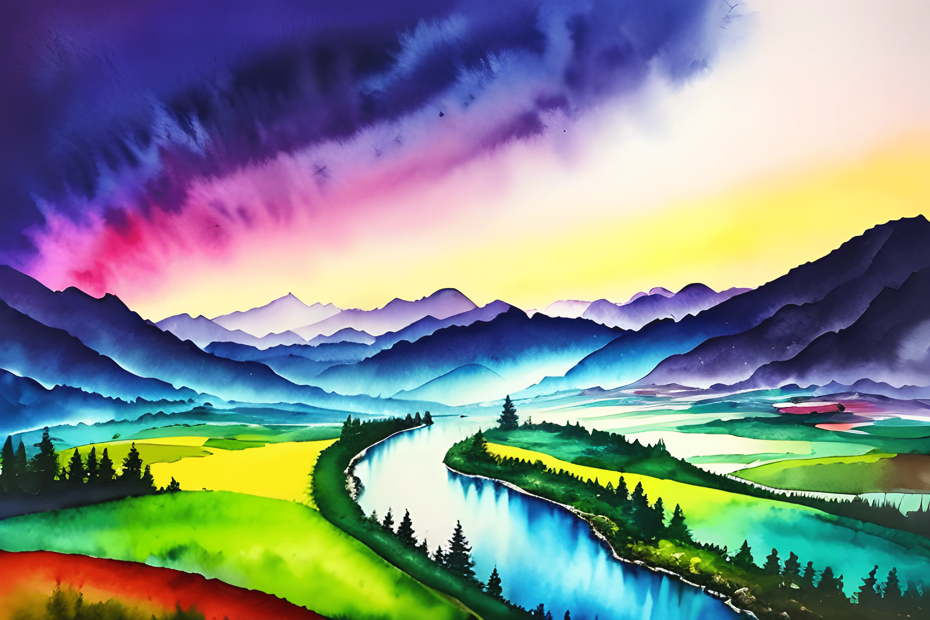 Serene Landscape Painting - Free Download - AI Scribbles