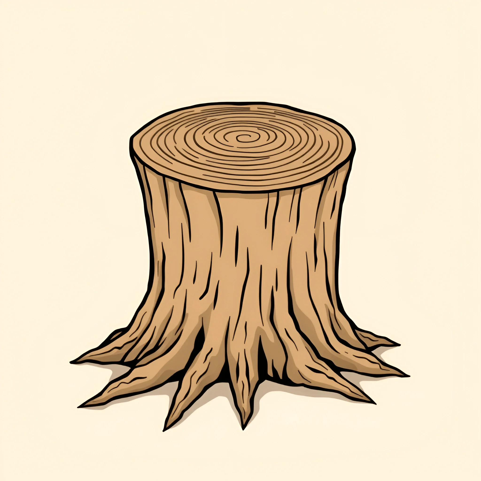 Illustration of Tree Stump with Roots - Free Download - AI Scribbles