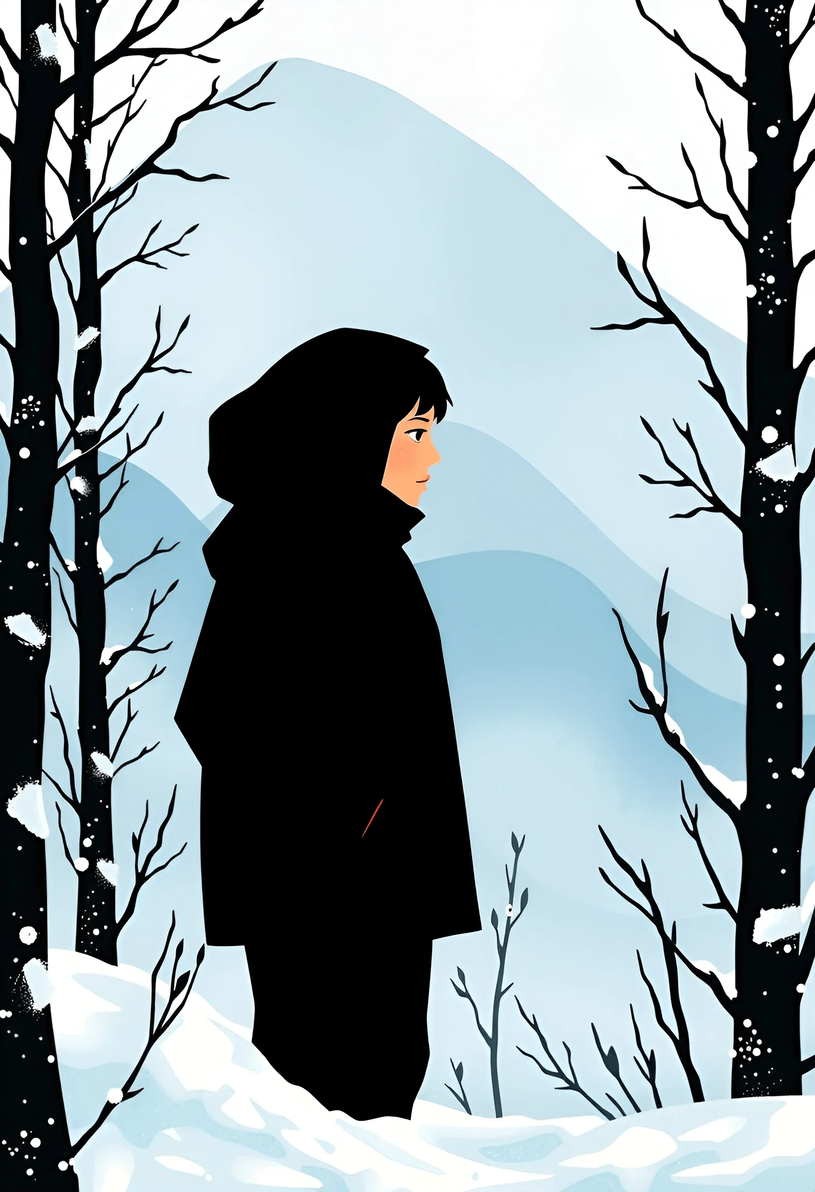 Winter Scene With Person In Black Hooded Coat - Free Download - AI ...