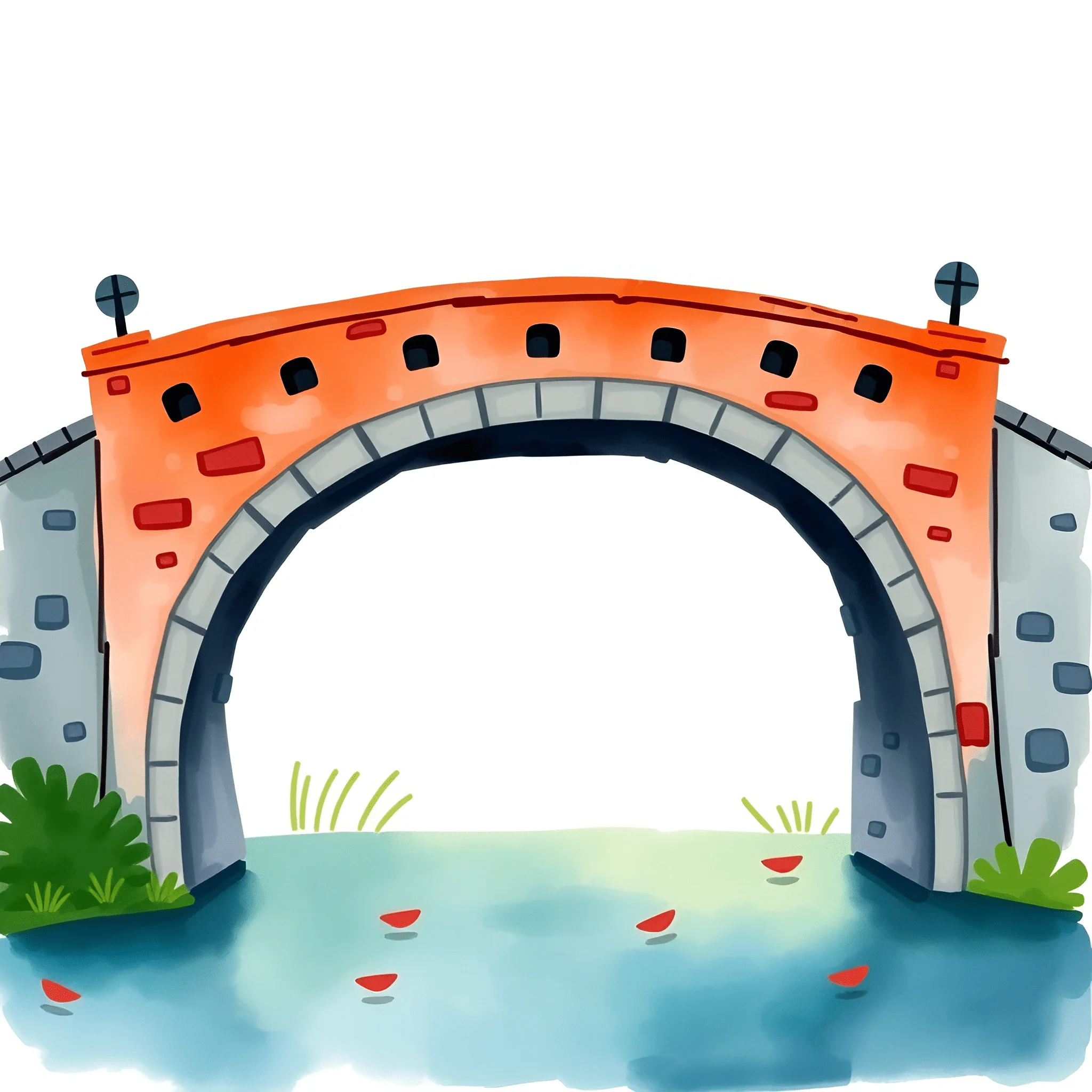 Colorful Cartoon Bridge Illustration - Free Download - AI Scribbles