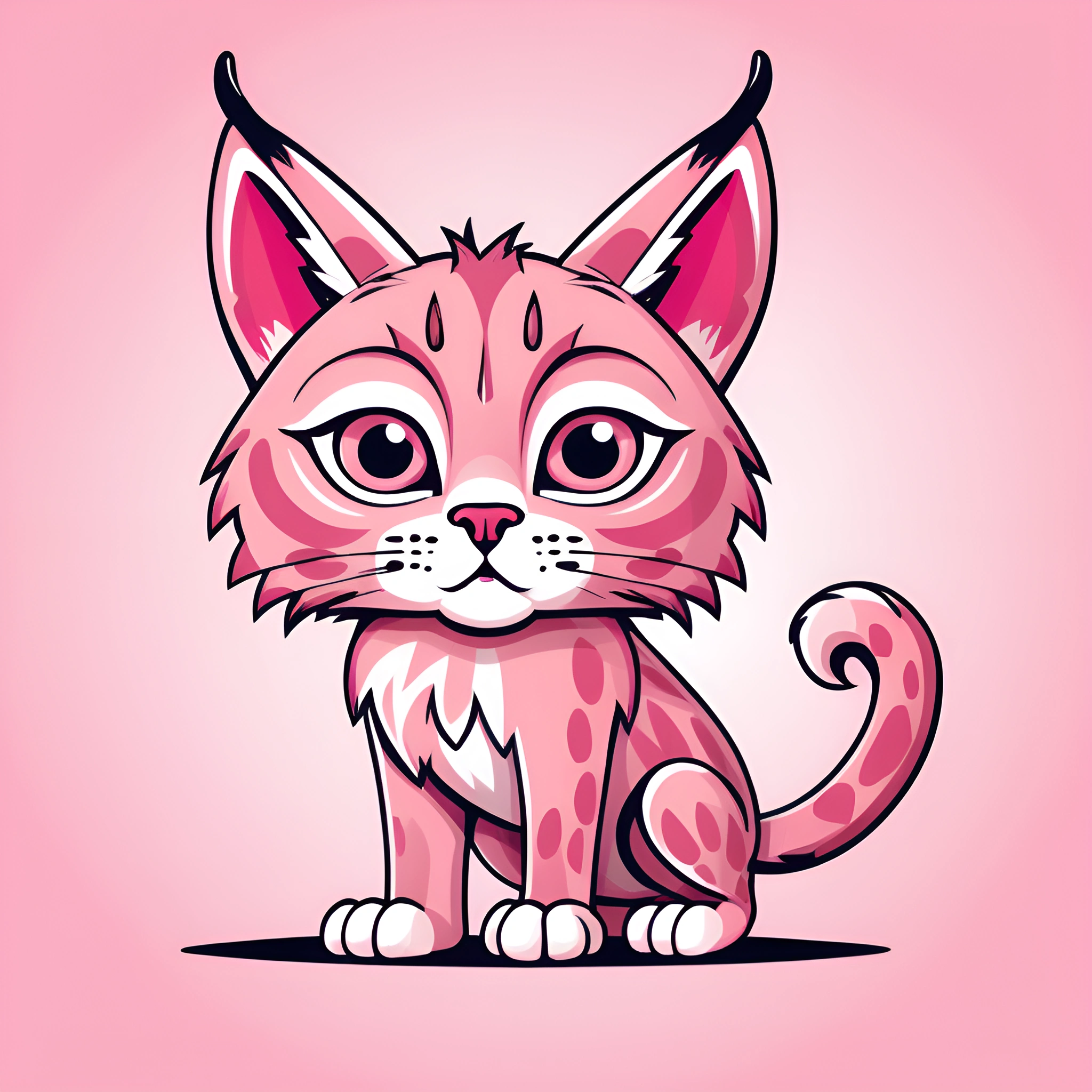 Cute Pink Cartoon Lynx - Free Download - AI Scribbles
