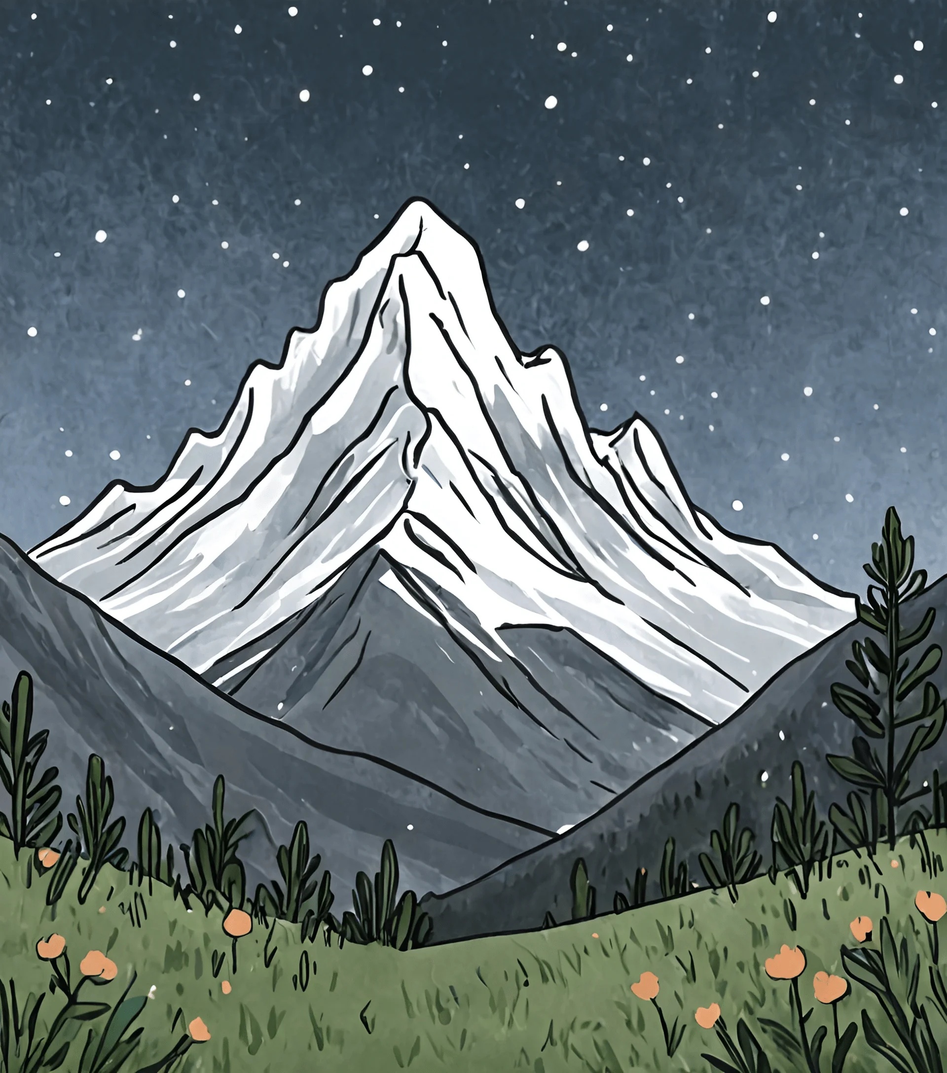 Majestic Snow-Capped Mountain Under Starry Sky - Free Download - AI ...