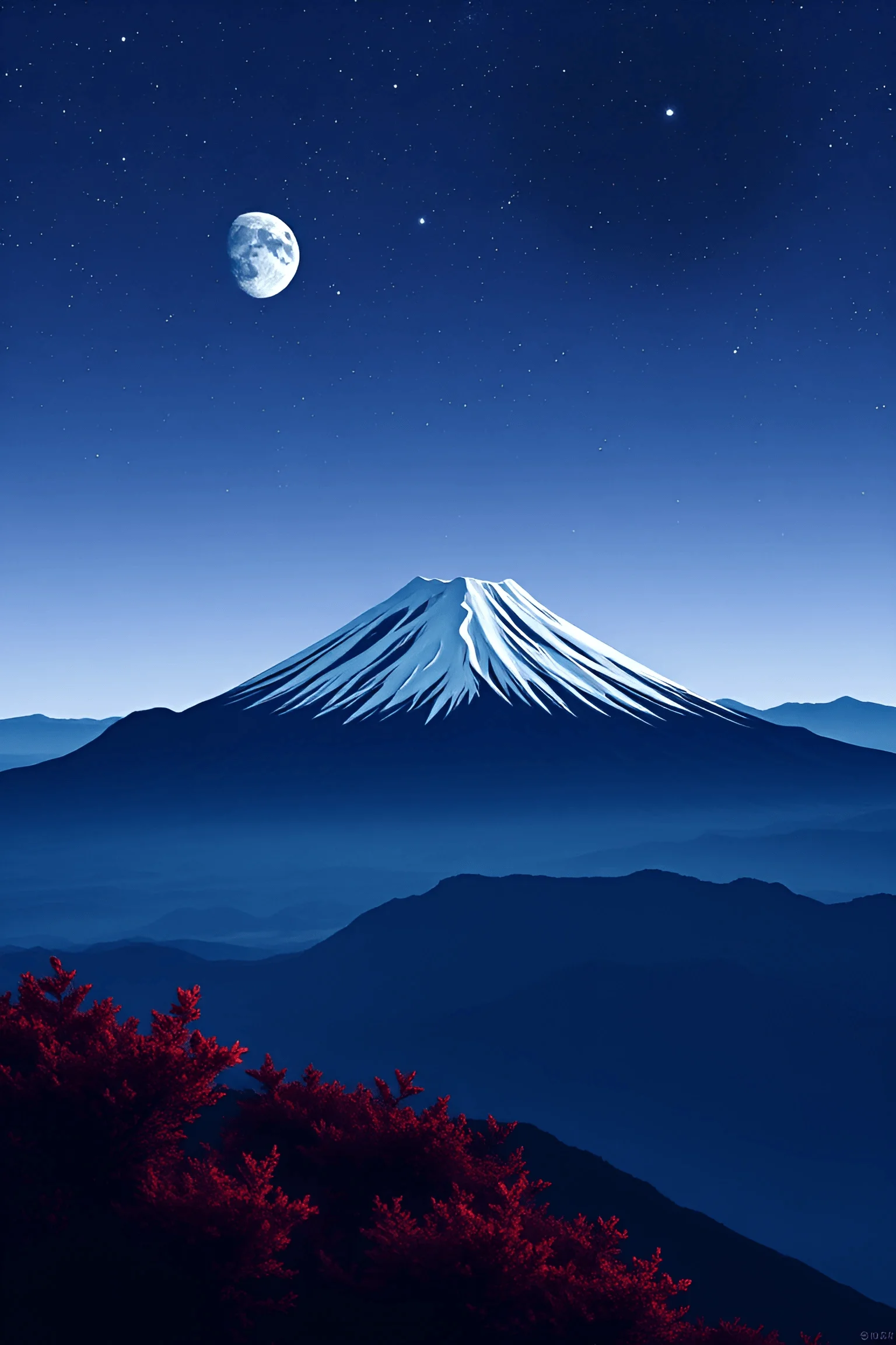 Snow-Capped Mountain Under Starry Night - Free Download - AI Scribbles