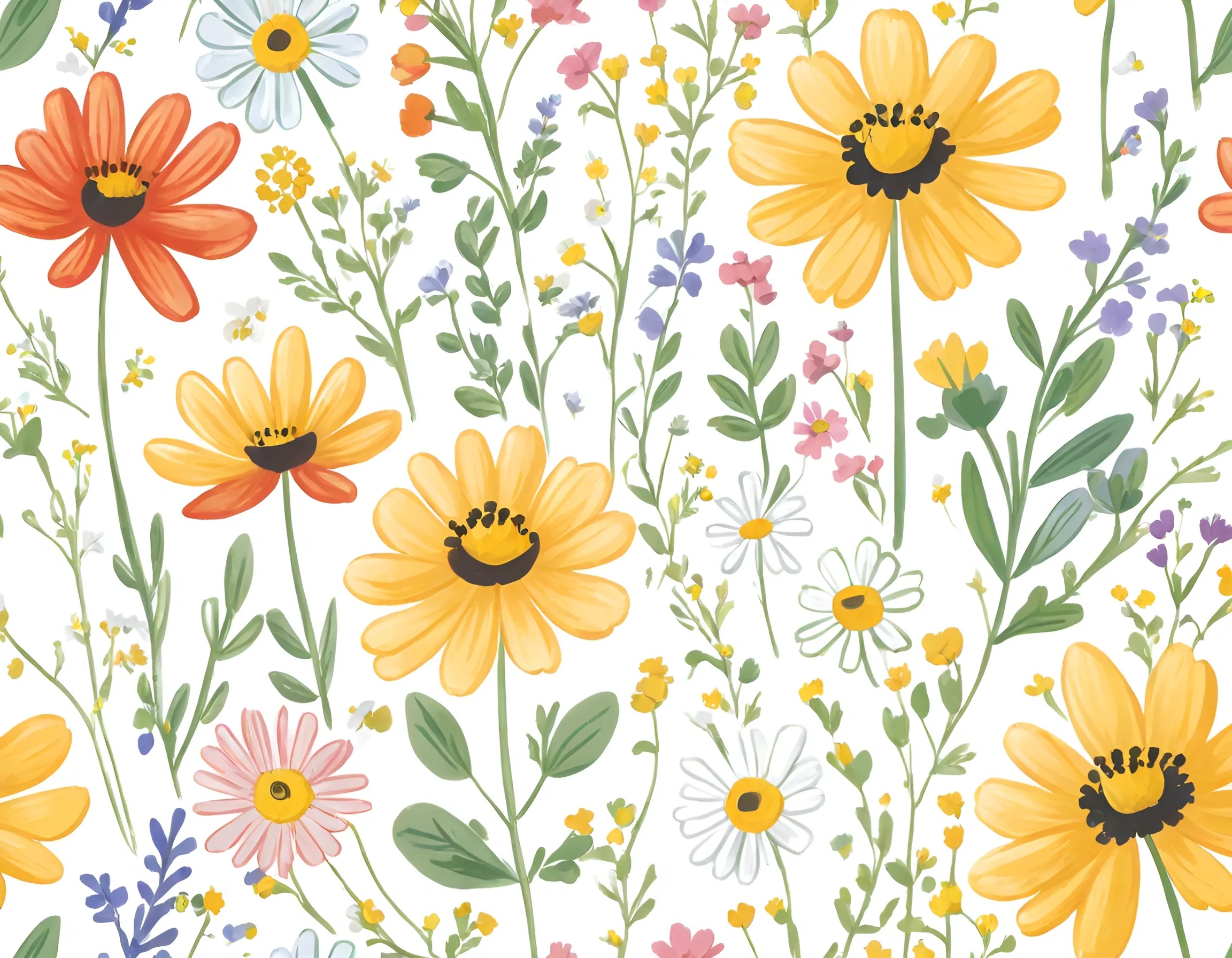 Colorful Floral Pattern - Free Download - AI Scribbles