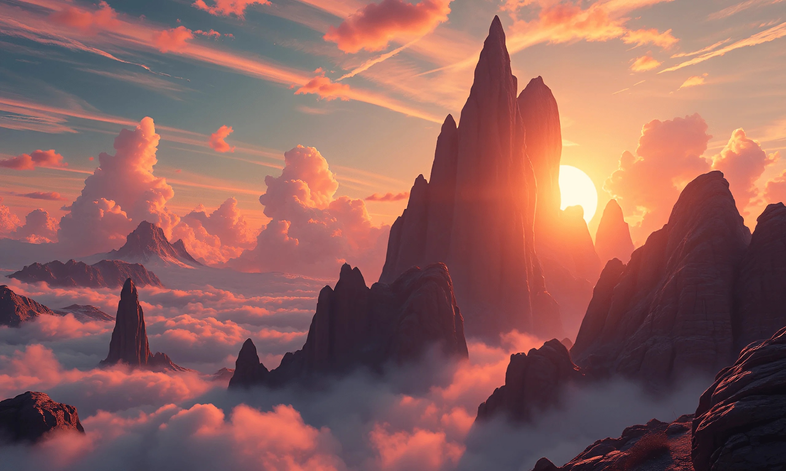 Dramatic Sunset Over Mountain Peaks - Free Download - AI Scribbles