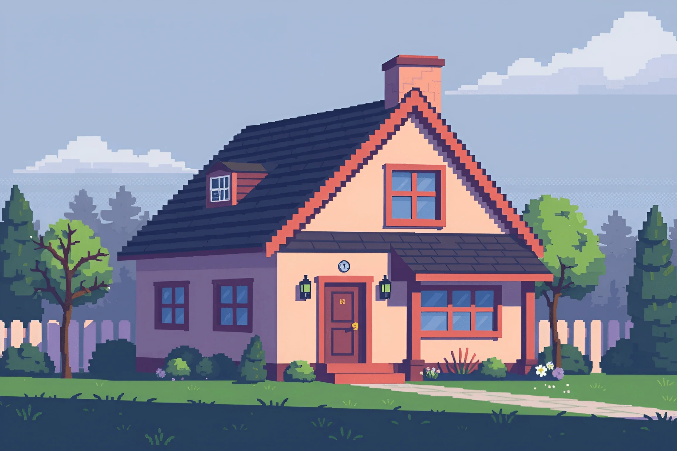 Cozy Suburban House Illustration - Free Download - AI Scribbles