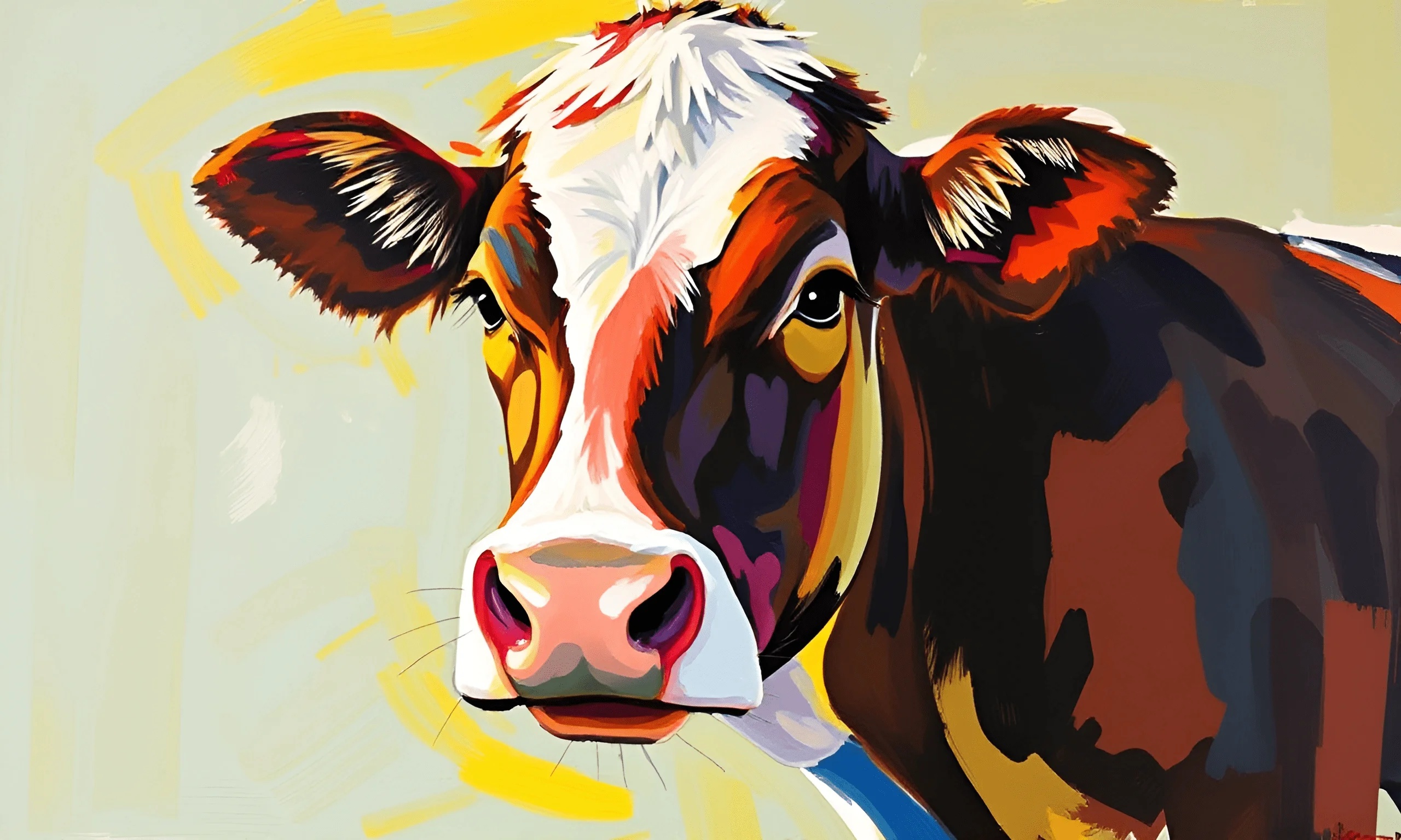 Colorful Modern Cow Portrait Painting - Free Download - AI Scribbles
