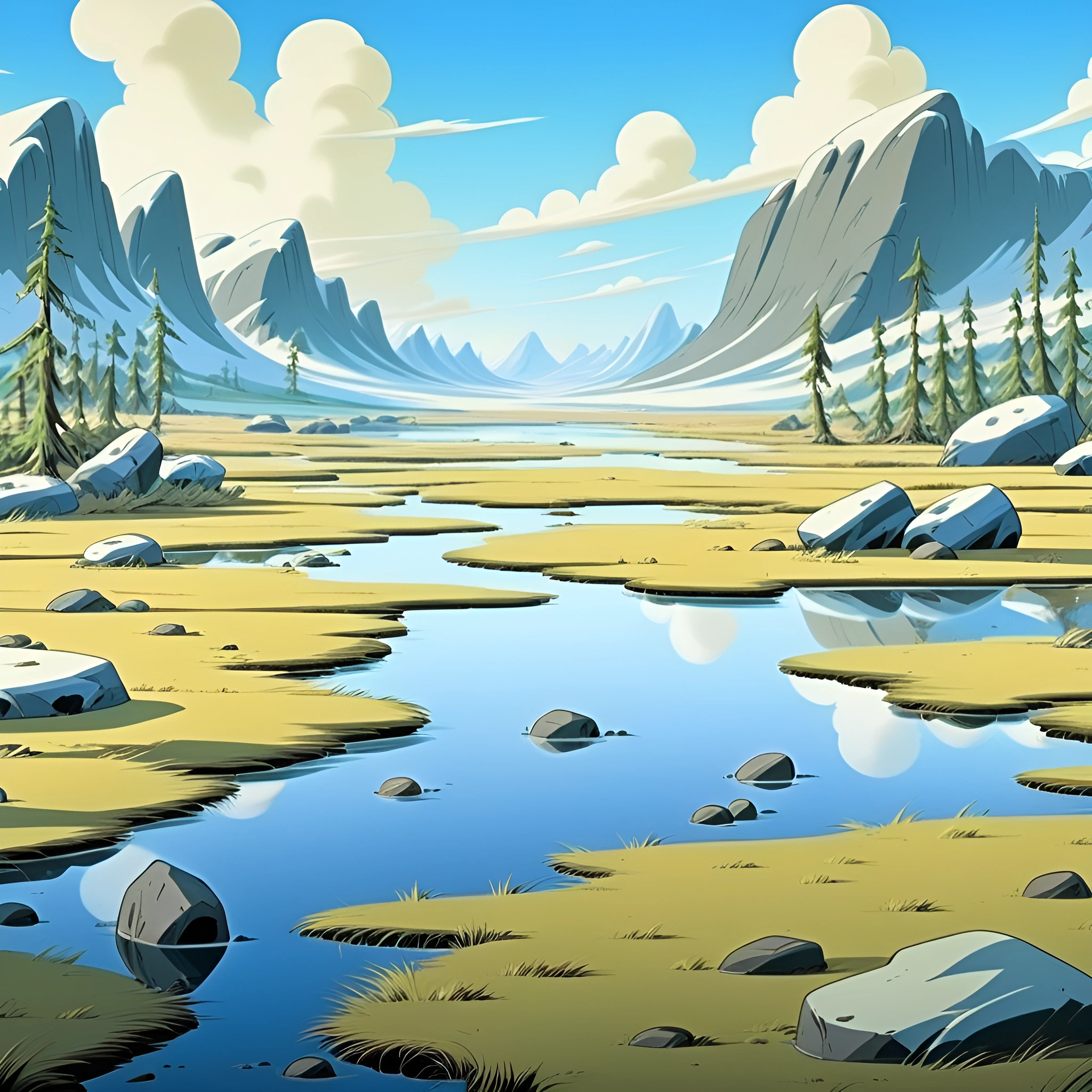 Serene Mountain Landscape with River - Free Download - AI Scribbles