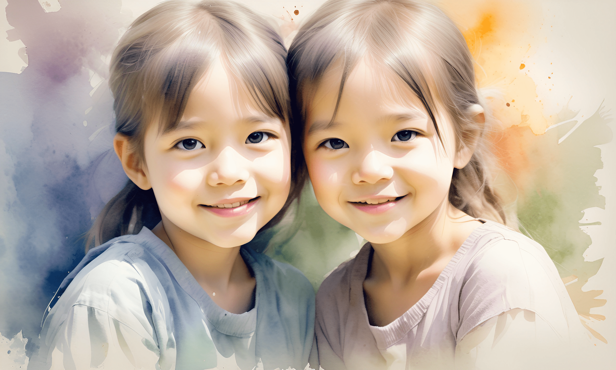 Portrait of Two Smiling Children - Free Download - AI Scribbles