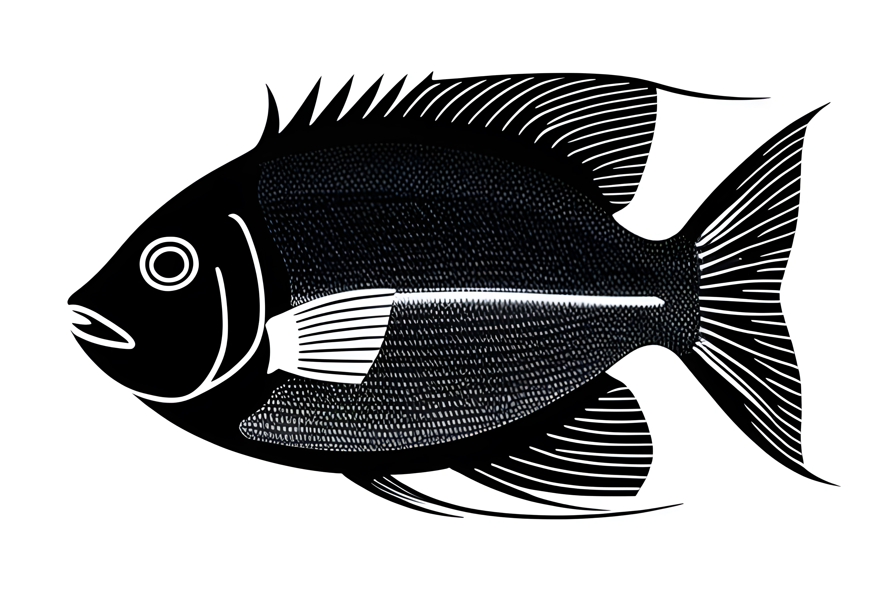 Stylized Black Fish Illustration - Free Download - AI Scribbles