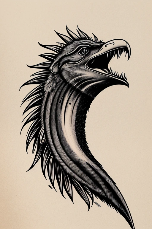 a drawing of a bird with a long beak