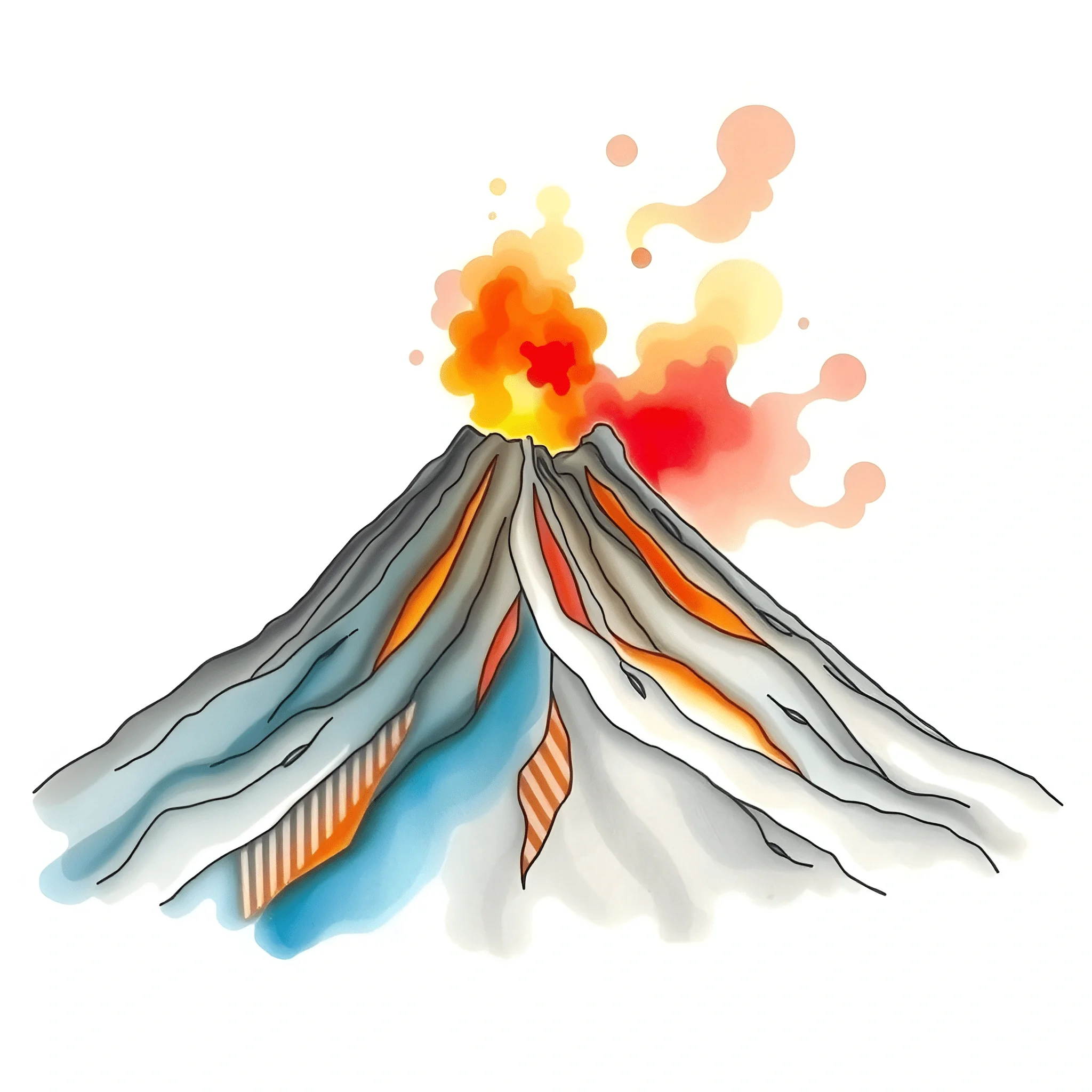 Colorful Erupting Volcano Illustration - Free Download - AI Scribbles