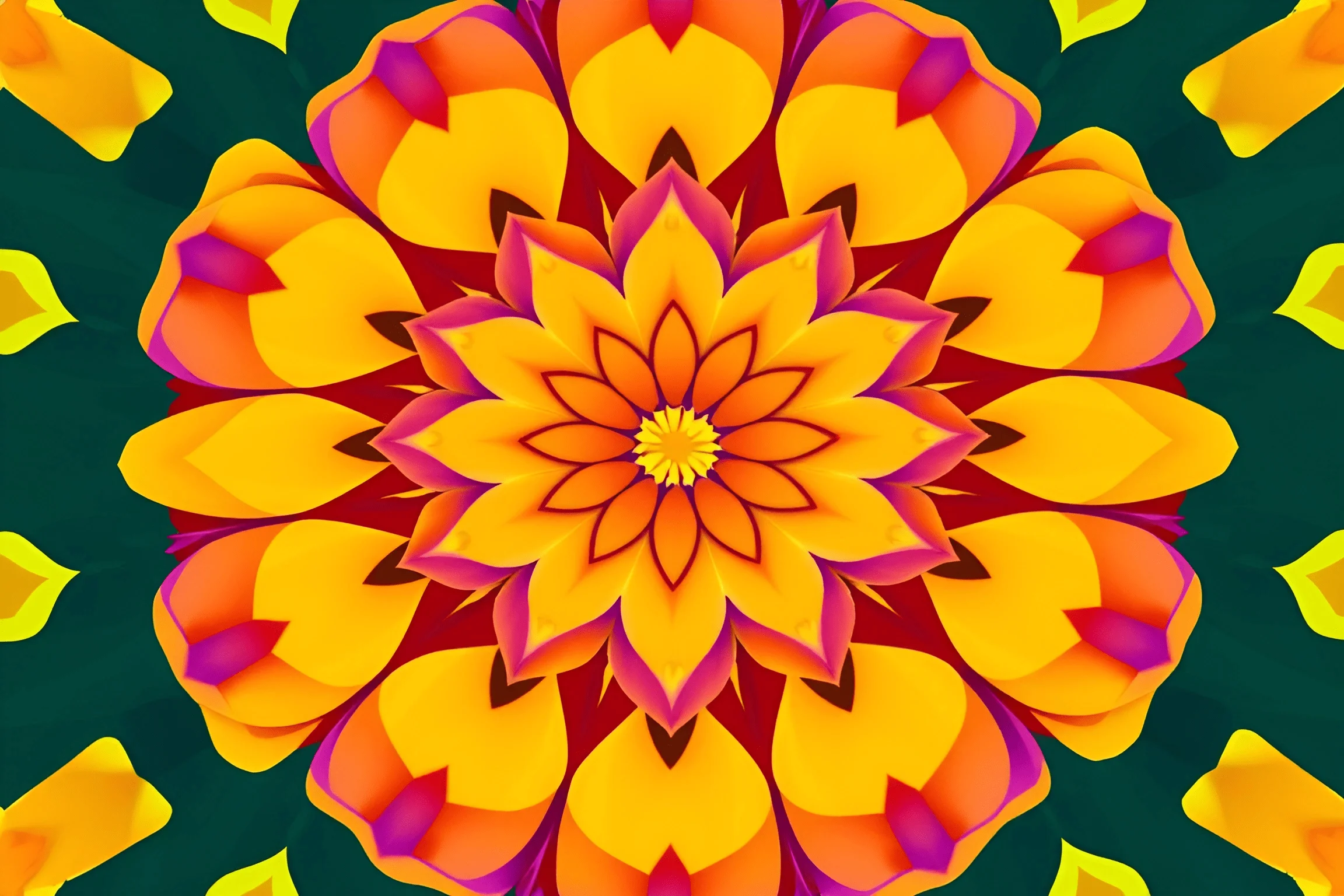 Symmetrical Abstract Floral Pattern - Free Download - AI Scribbles
