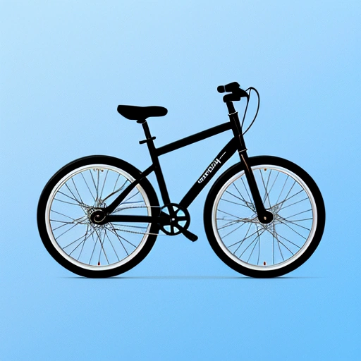 a black bicycle with a white rim on a blue background