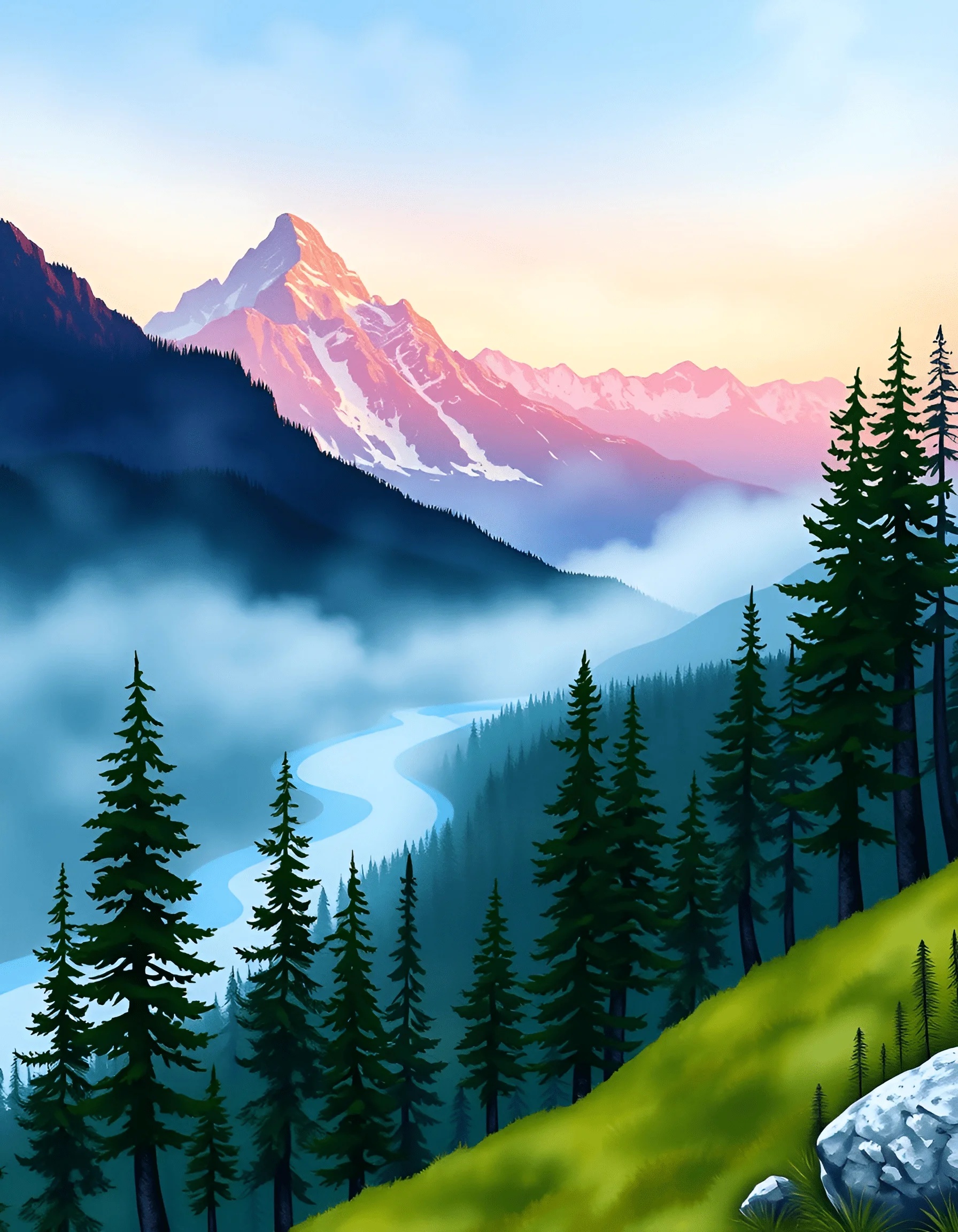 Majestic Mountain Landscape at Dusk - Free Download - AI Scribbles