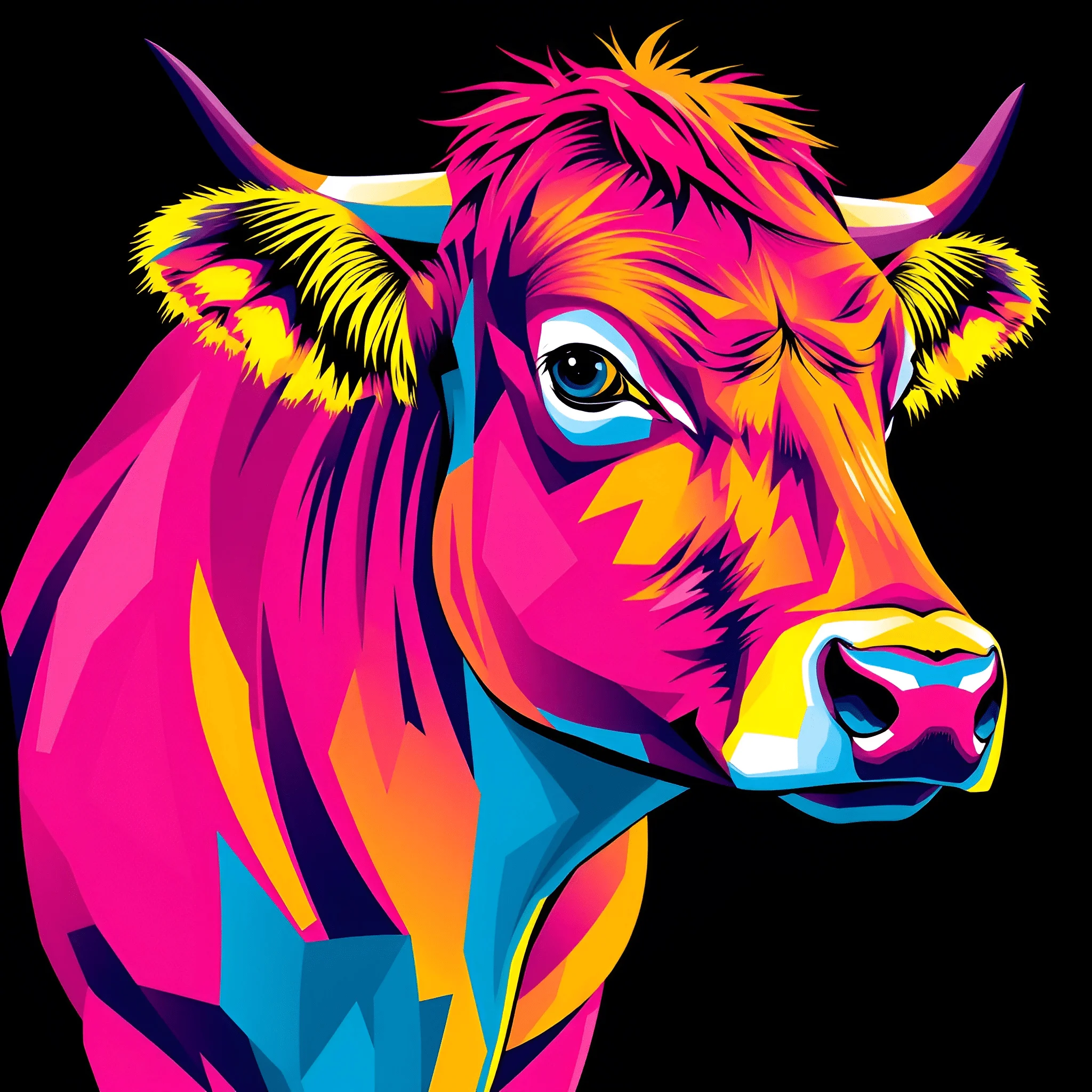 Colorful Cow Illustration - Free Download - AI Scribbles
