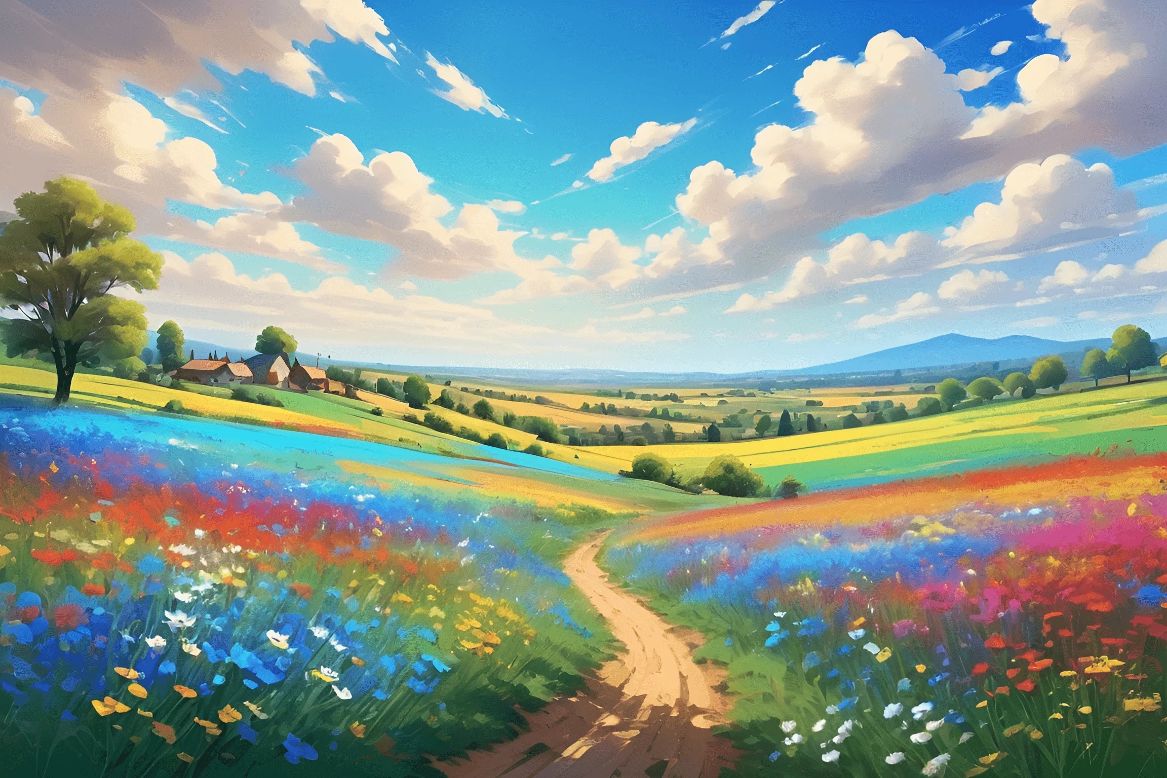 Vibrant Countryside Landscape - Free Download - AI Scribbles
