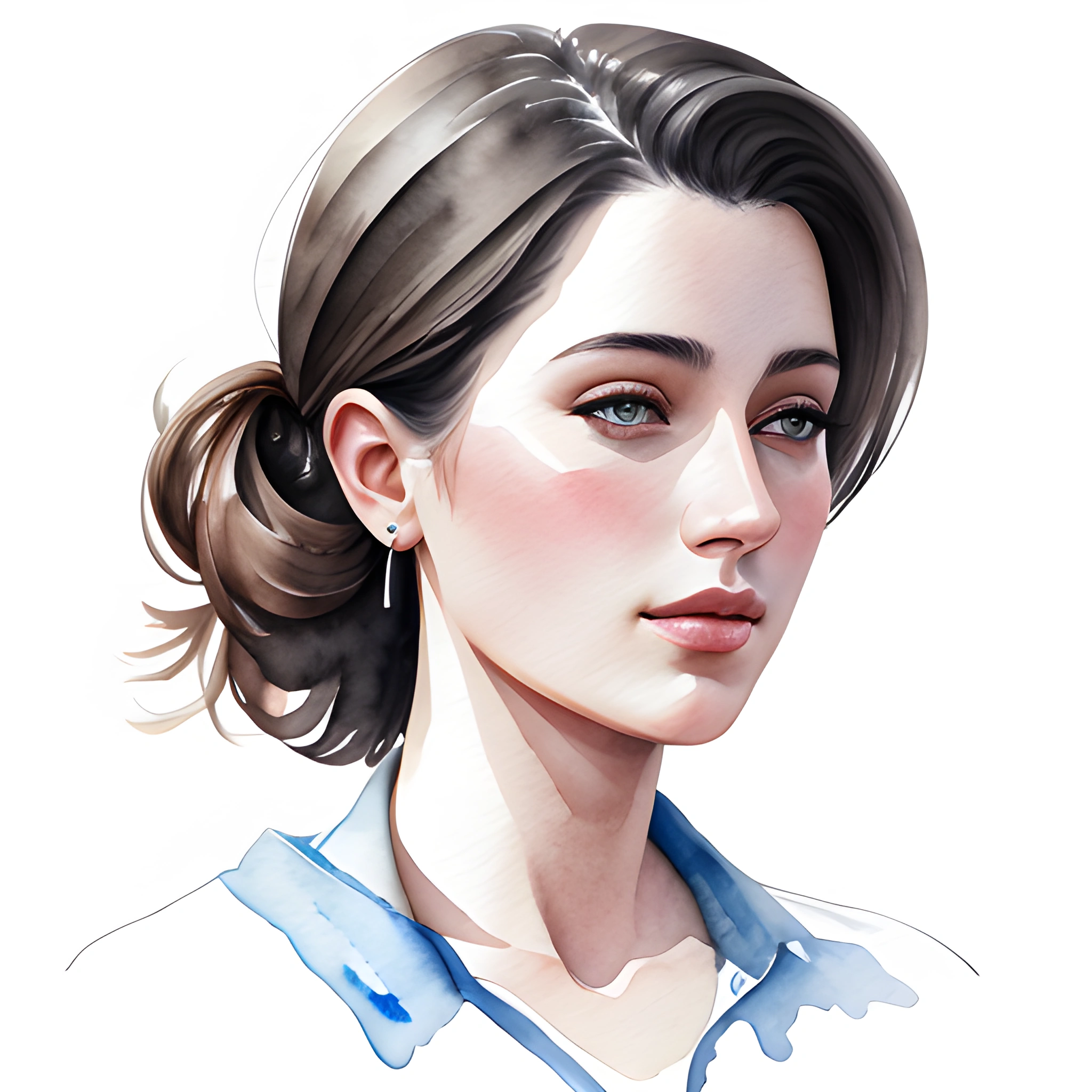 Watercolor Portrait of a Young Woman - Free Download - AI Scribbles