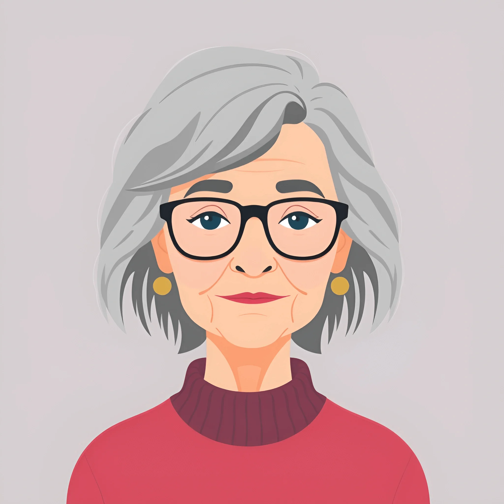 Illustration of Elderly Woman With Glasses and Gray Hair - Free ...