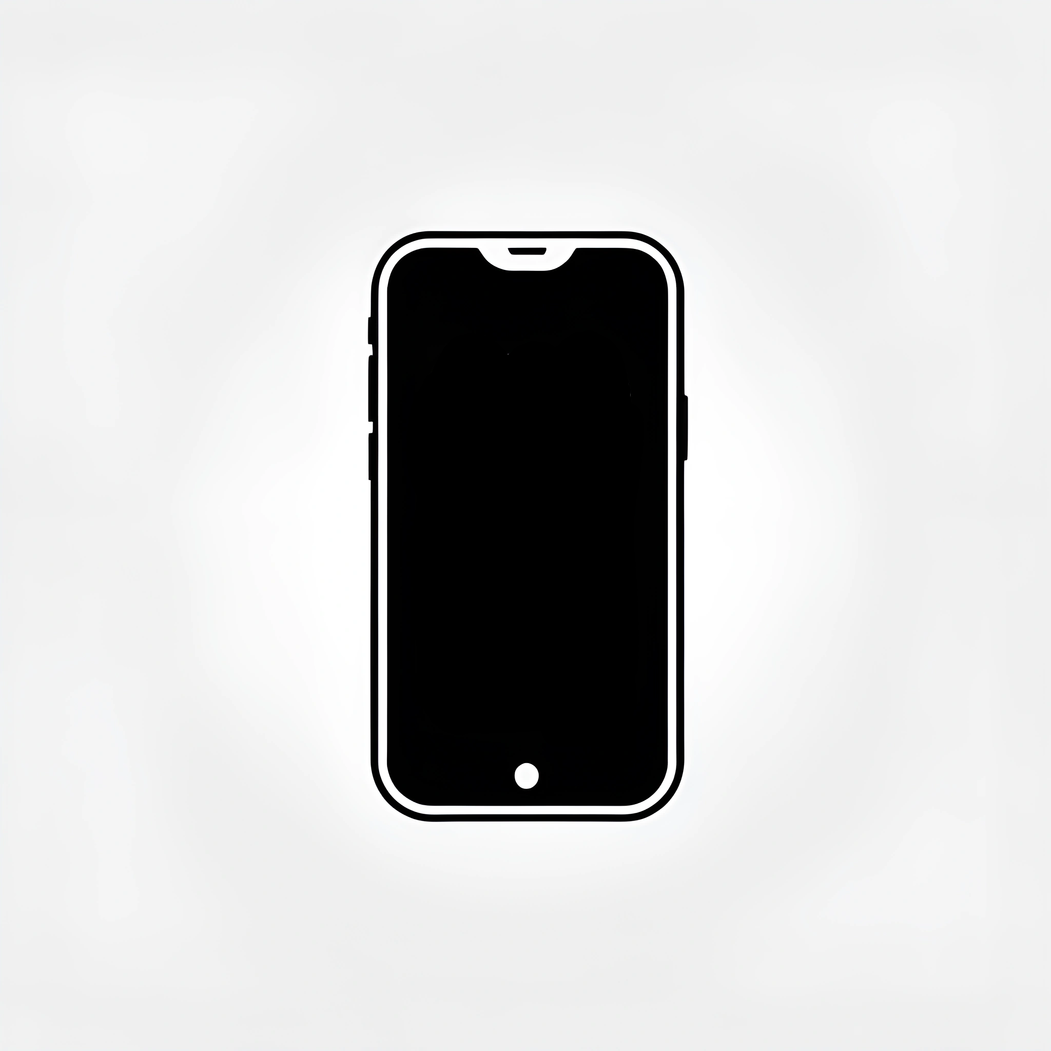 a black phone with a white screen on a white background