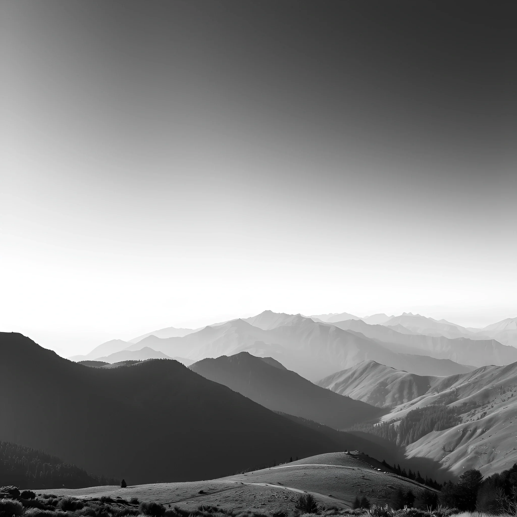 Black and White Mountain Landscape with Layered Ridges - Free Download ...
