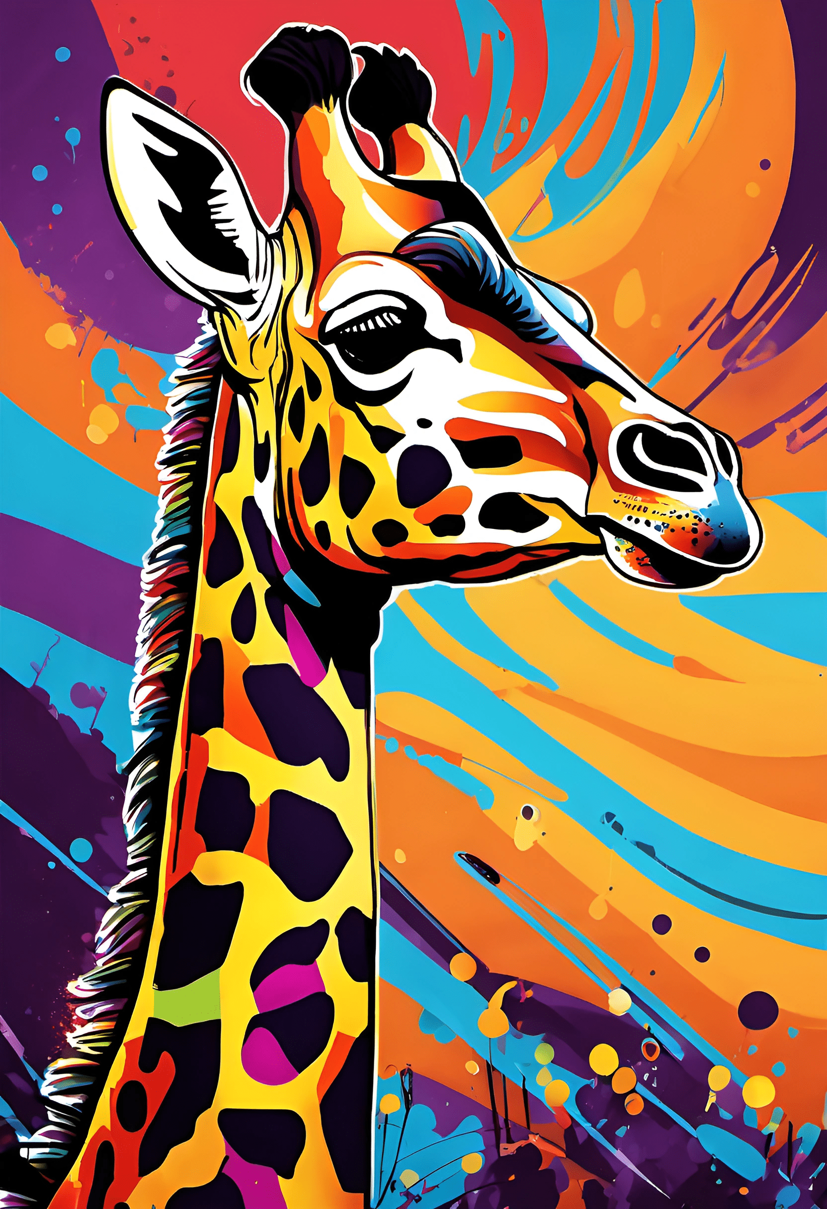 Colorful Giraffe Art - Free Download - AI Scribbles