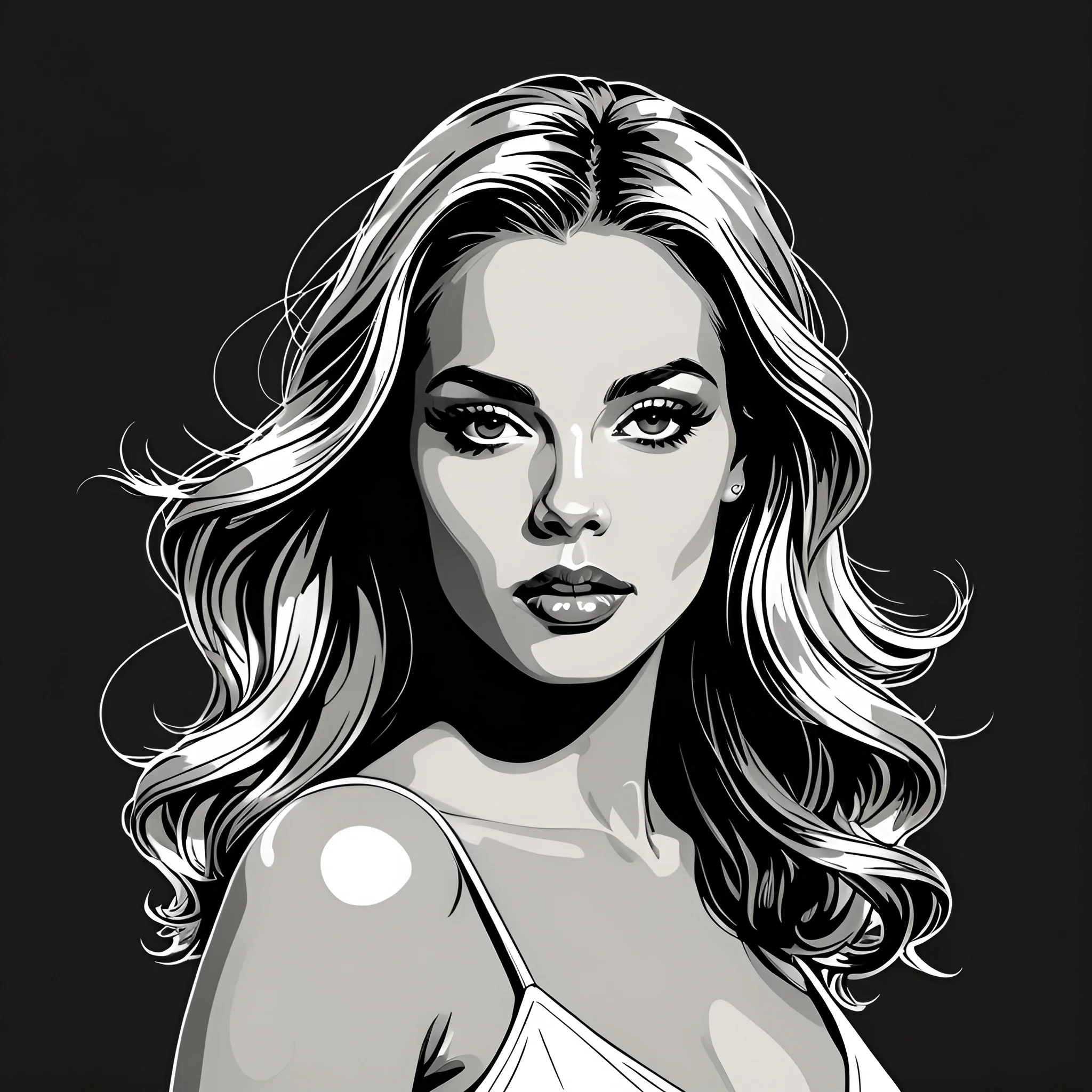 Stylized Black and White Portrait of a Woman - Free Download - AI Scribbles