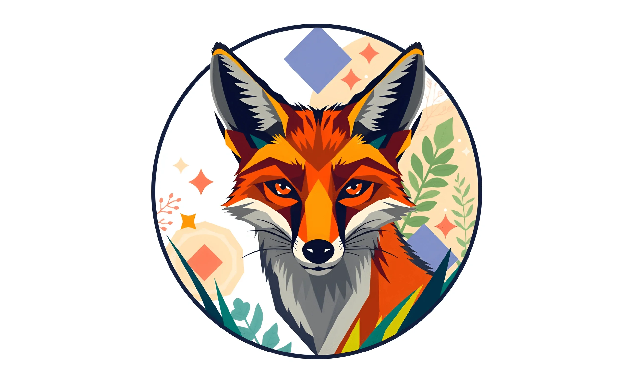 Isometric Fox Geometric Fox Illustration with Botanical Elements - Free Download - AI ...