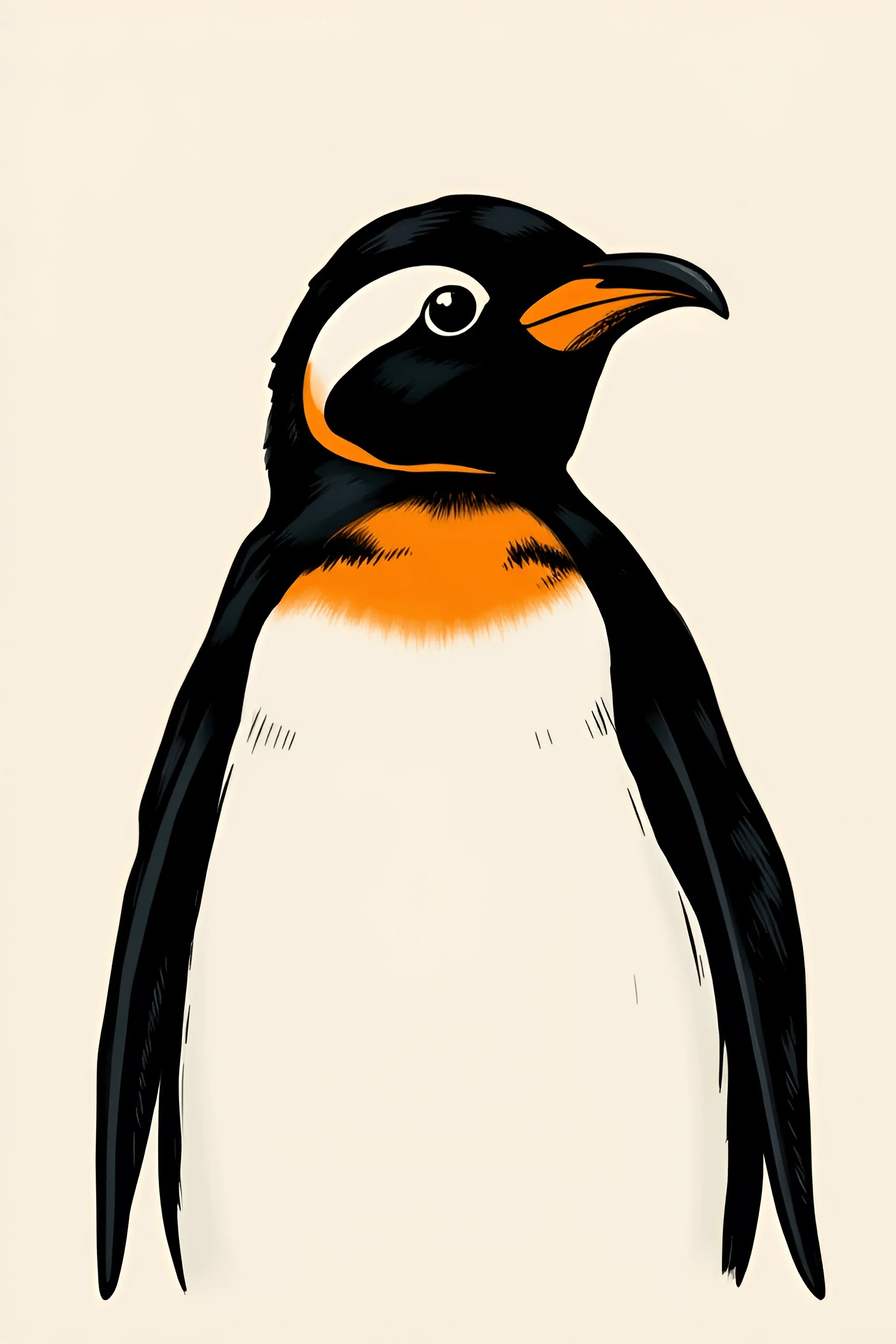 Illustrated Emperor Penguin Portrait - Free Download - AI Scribbles