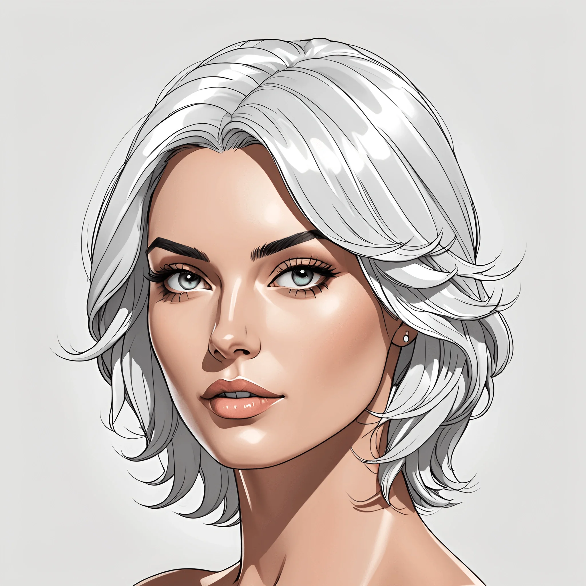 Stylized Portrait of a Woman with Silver Hair - Free Download - AI ...