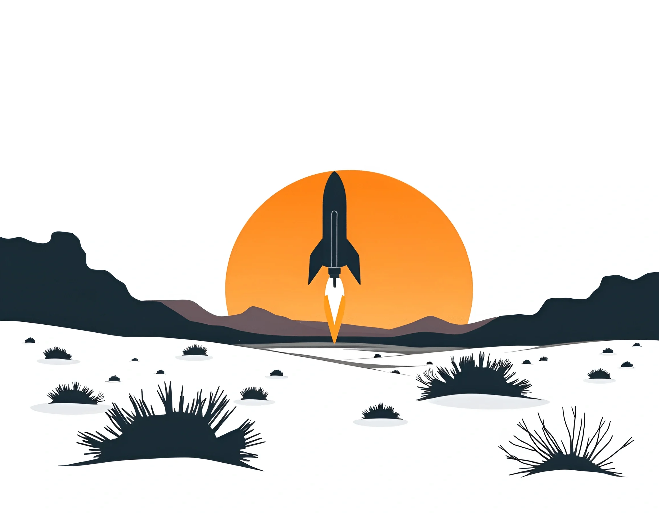 Rocket Launch at Desert Sunset - Free Download - AI Scribbles