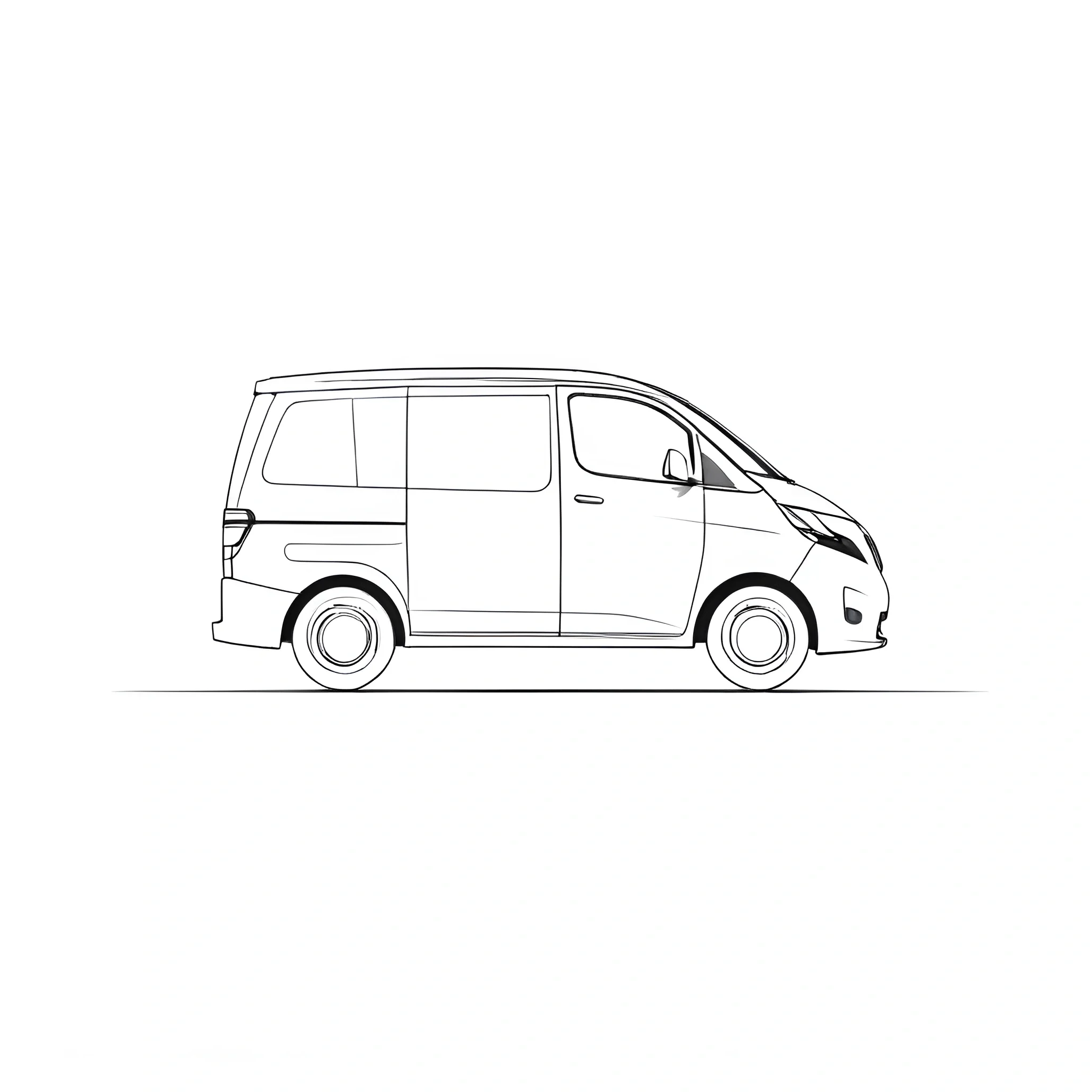 Side View Outline of a Modern Van - Free Download - AI Scribbles