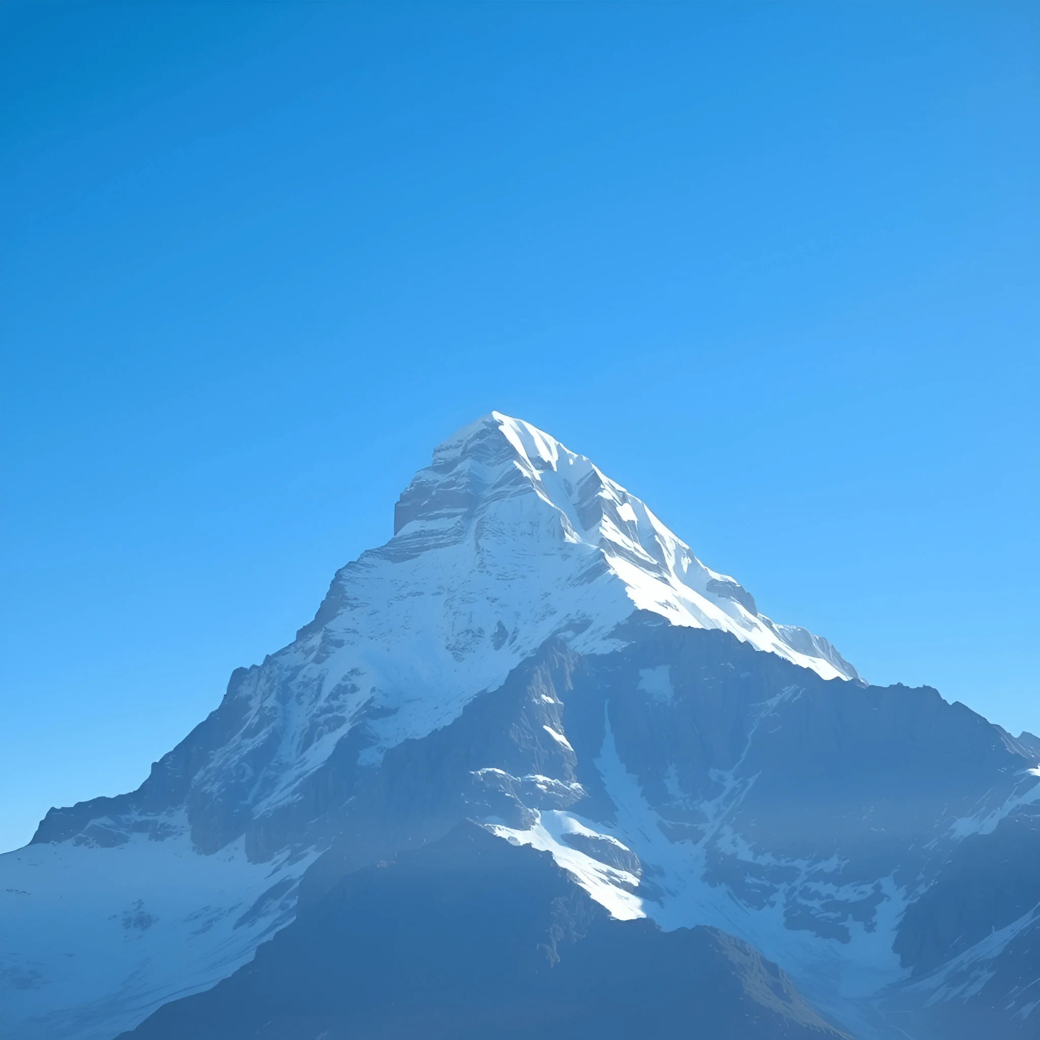 Snow-Capped Mountain Peak Under Clear Blue Sky - Free Download - AI ...