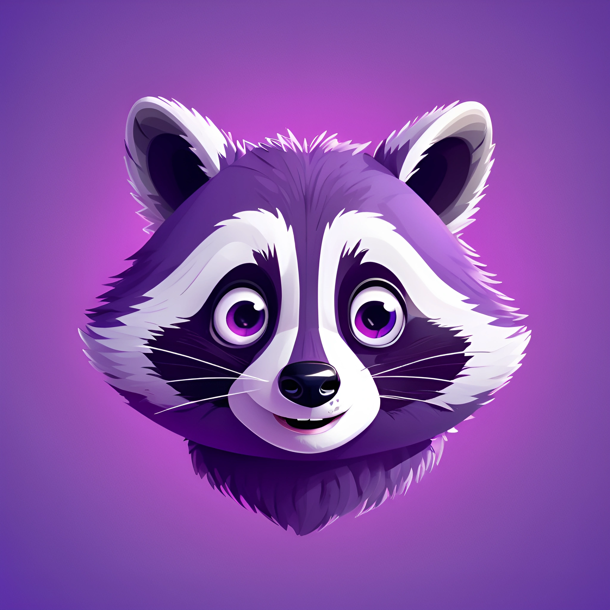 Cartoon Style Purple Raccoon Head - Free Download - AI Scribbles